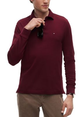 Tommy Hilfiger Men's 1985 Long Sleeve Regular Polo Shirt, Burgundy, 2XL