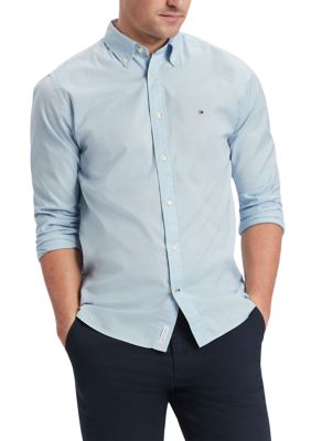 Tommy Hilfiger Men's Flex Poplin Button Up Shirt, Blue, 2XL