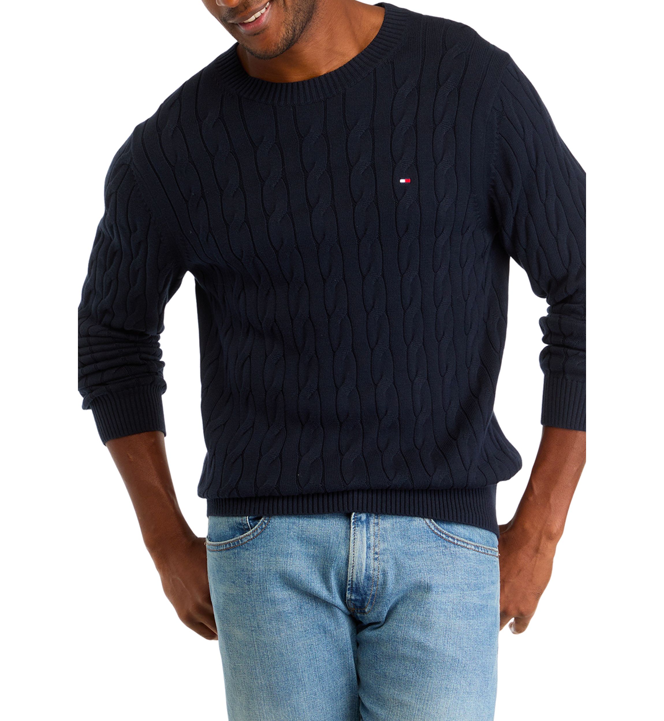Classic Cotton Cable Crew Neck Sweater 