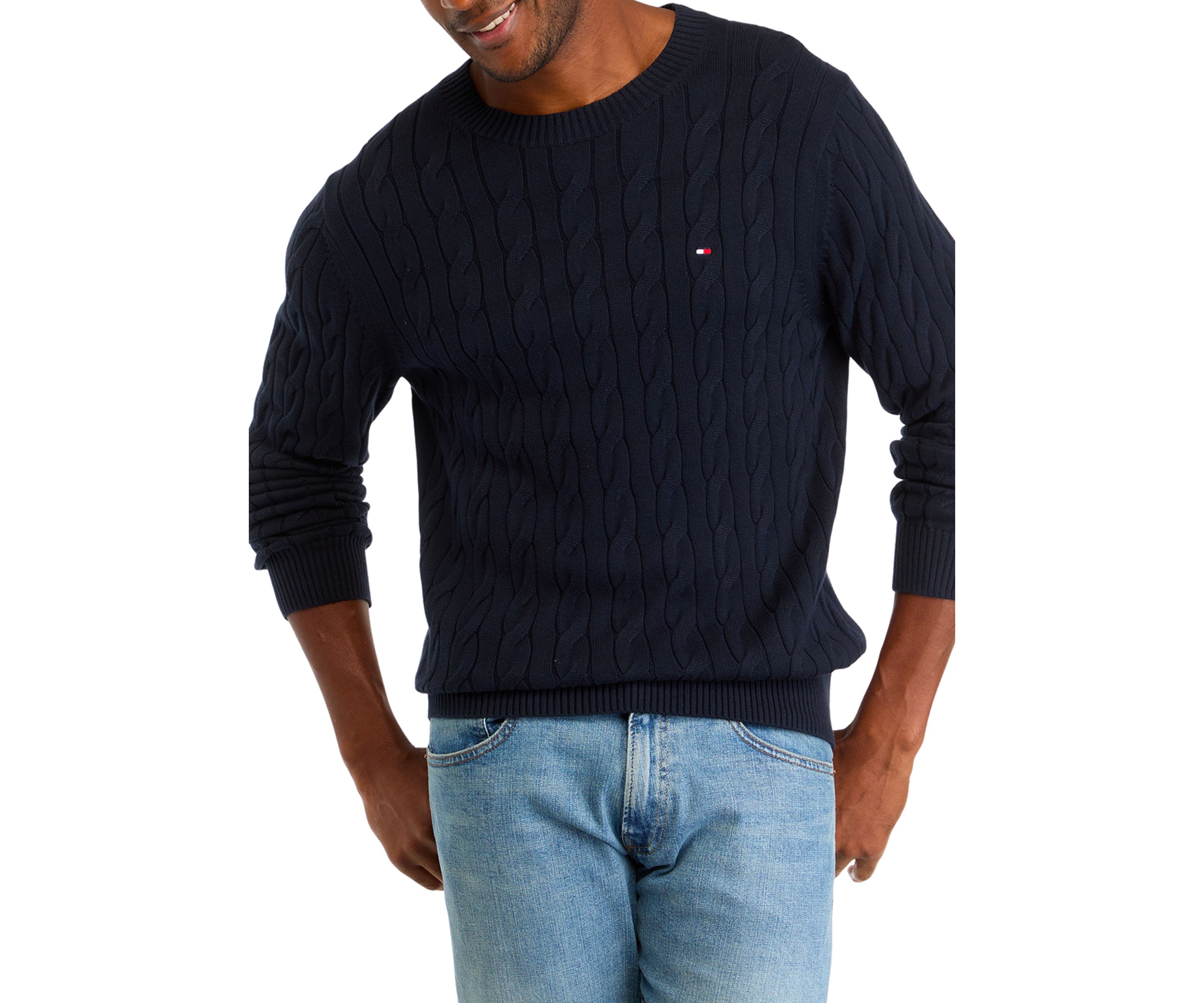Classic Cotton Cable Crew Neck Sweater 