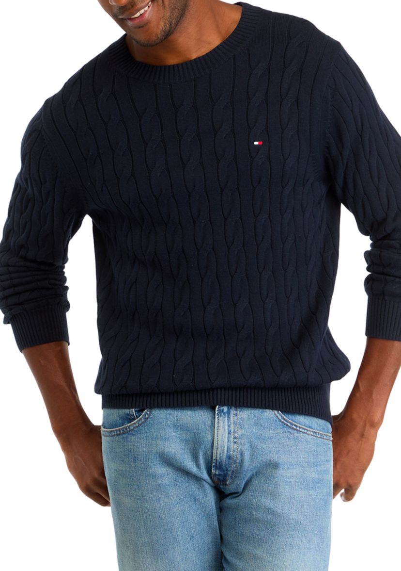 Classic Cotton Cable Crew Neck Sweater 