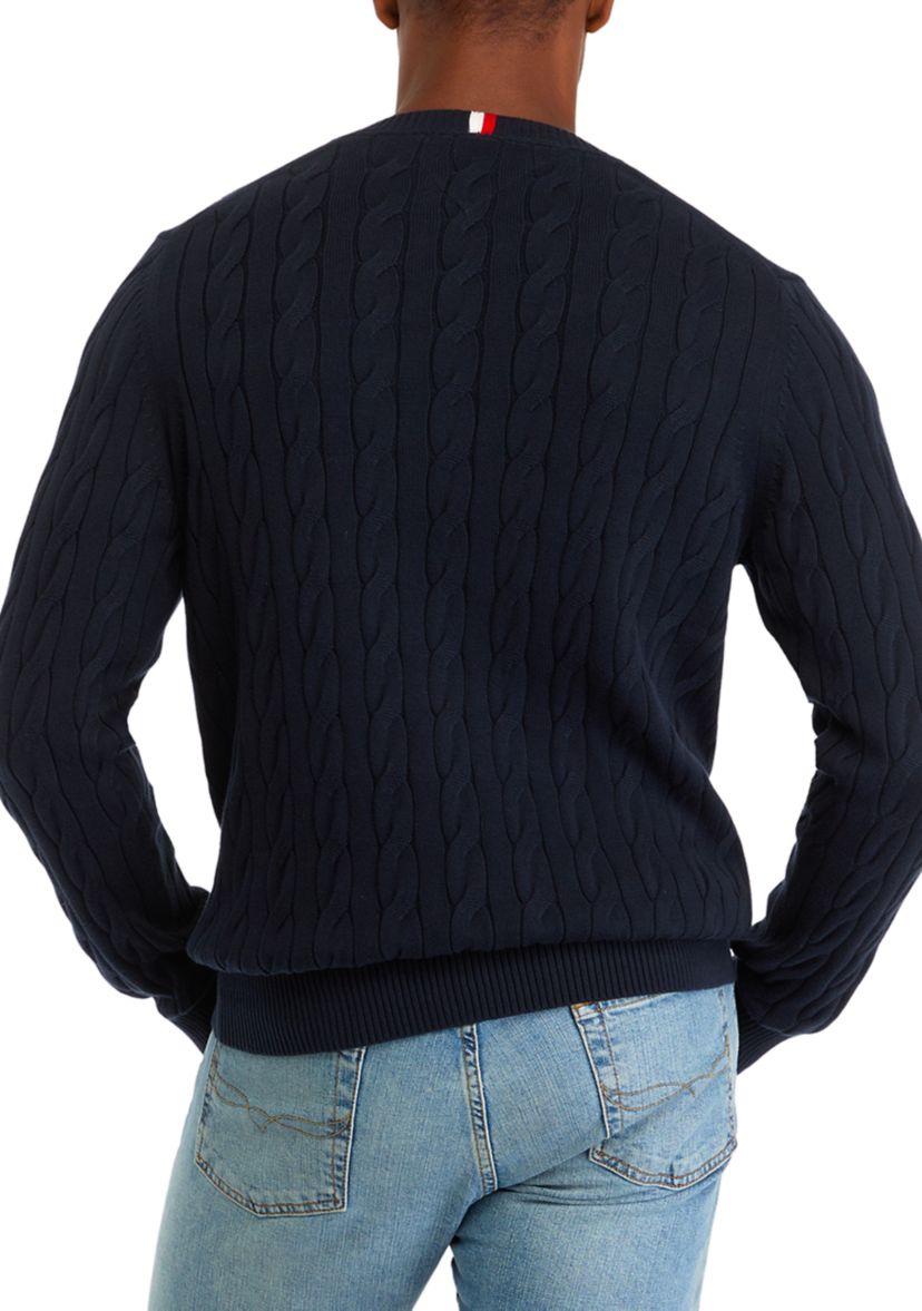Classic Cotton Cable Crew Neck Sweater 
