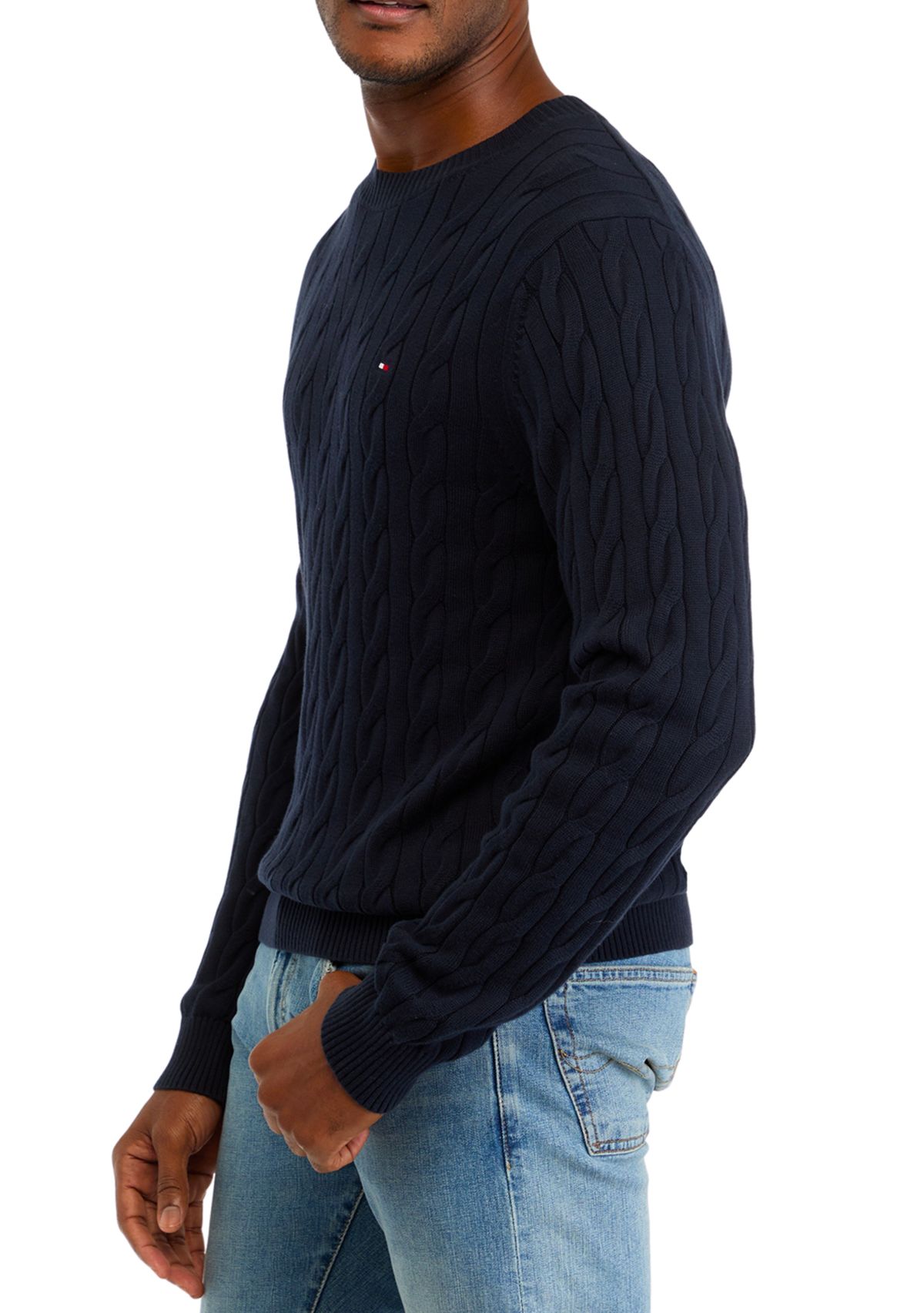 Classic Cotton Cable Crew Neck Sweater 
