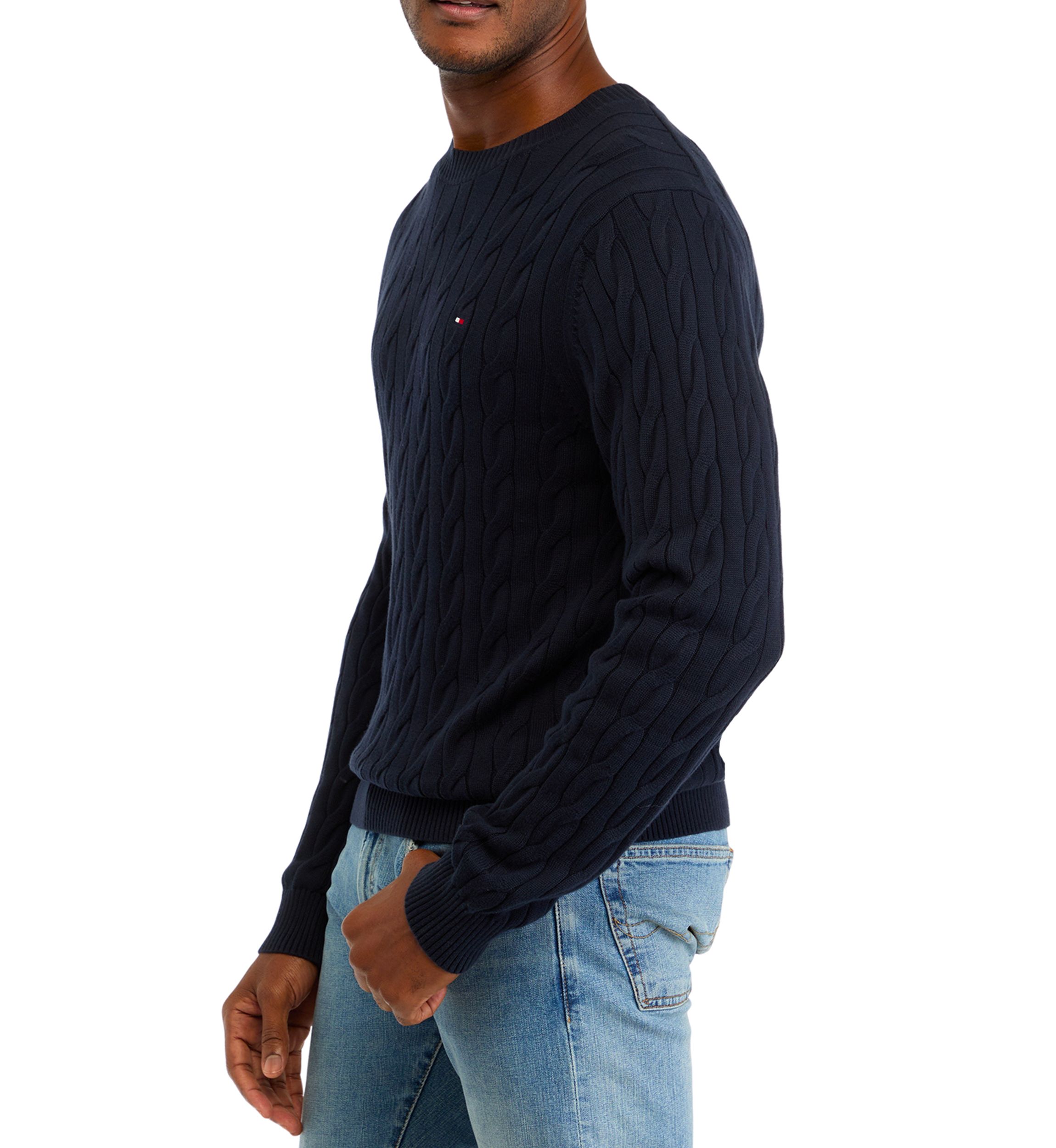 Classic Cotton Cable Crew Neck Sweater 