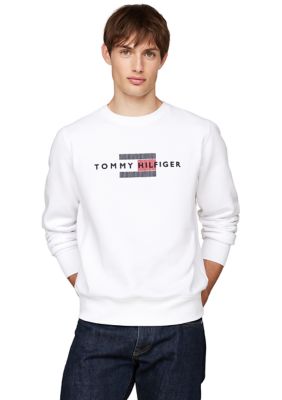 Tommy Hilfiger Men's Flag Logo Embroidered Pullover, White, 2XL