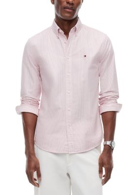 Tommy Hilfiger Men's Oxford Stripe Shirt, Red, 2XL