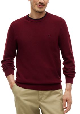 Tommy Hilfiger Men's Essential Structure Crew Neck Sweater, Burgundy, 2XL