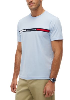 Tommy Hilfiger Men's Ribbed Inset Logo T-Shirt, Blue, 2XL