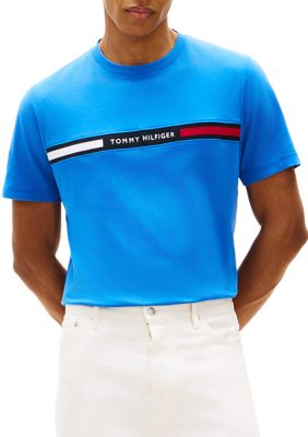 Tommy Hilfiger Men's Ribbed Inset Logo T-Shirt, Blue, Large