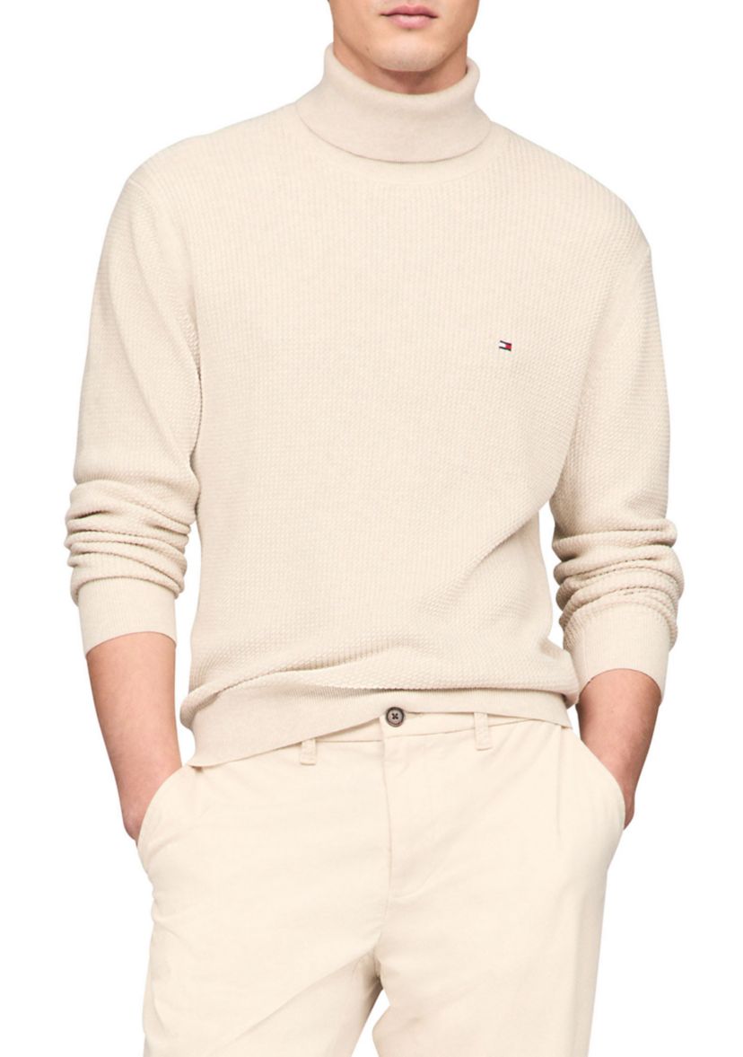Turtleneck Structure Woven Sweater
