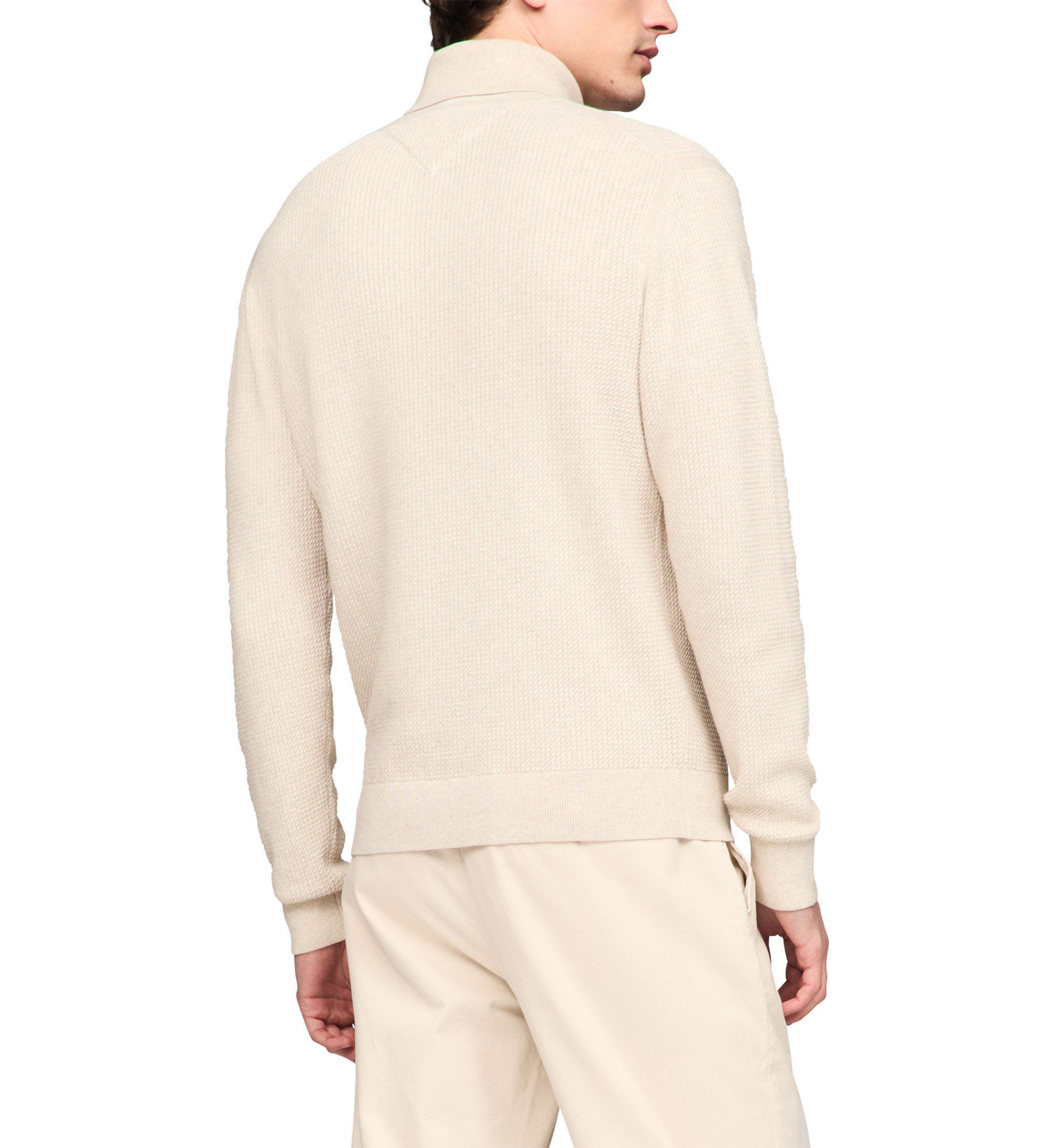 Turtleneck Structure Woven Sweater
