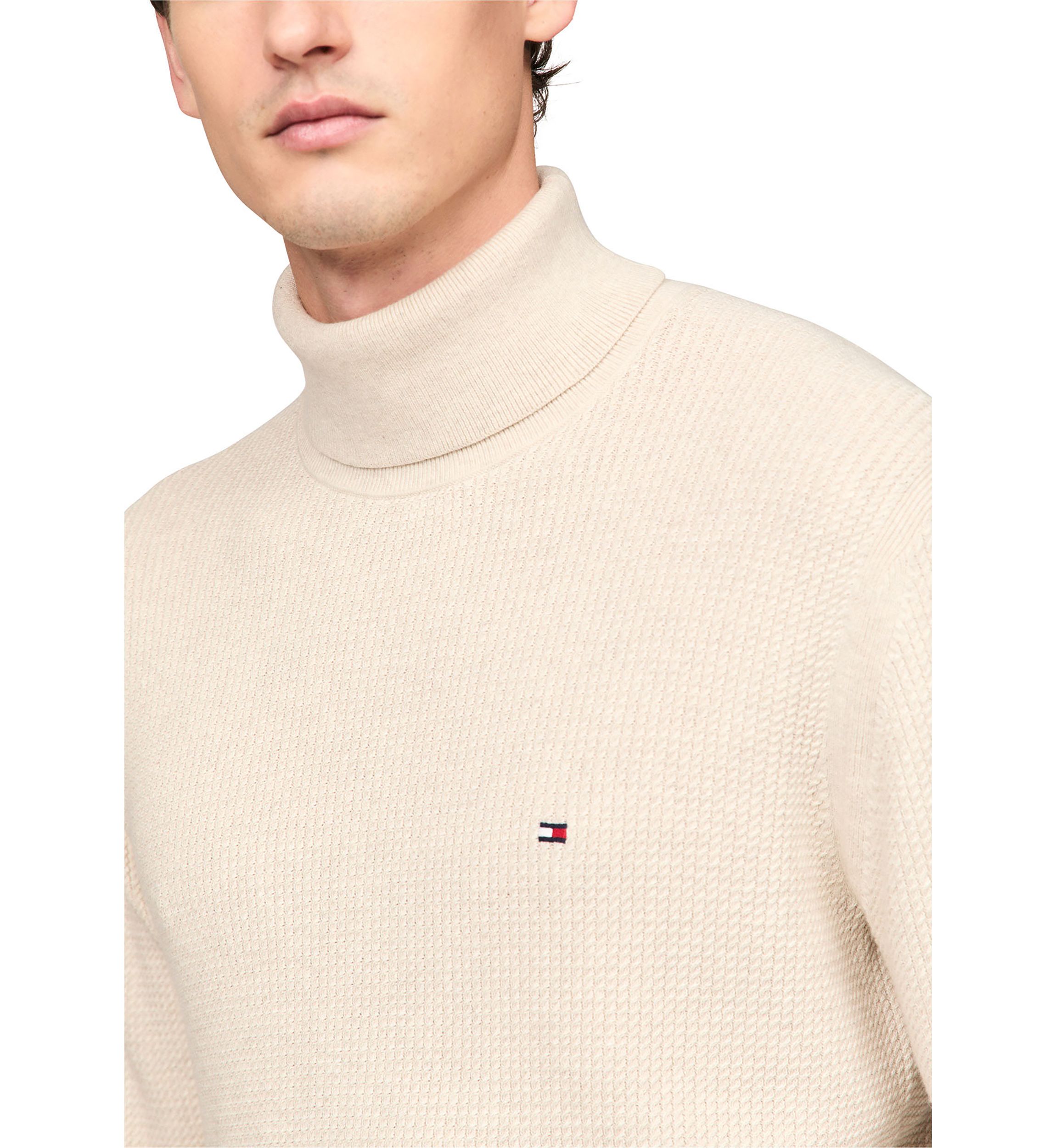 Turtleneck Structure Woven Sweater