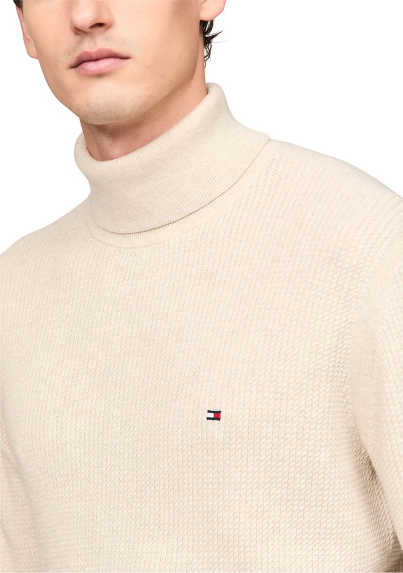 Turtleneck Structure Woven Sweater