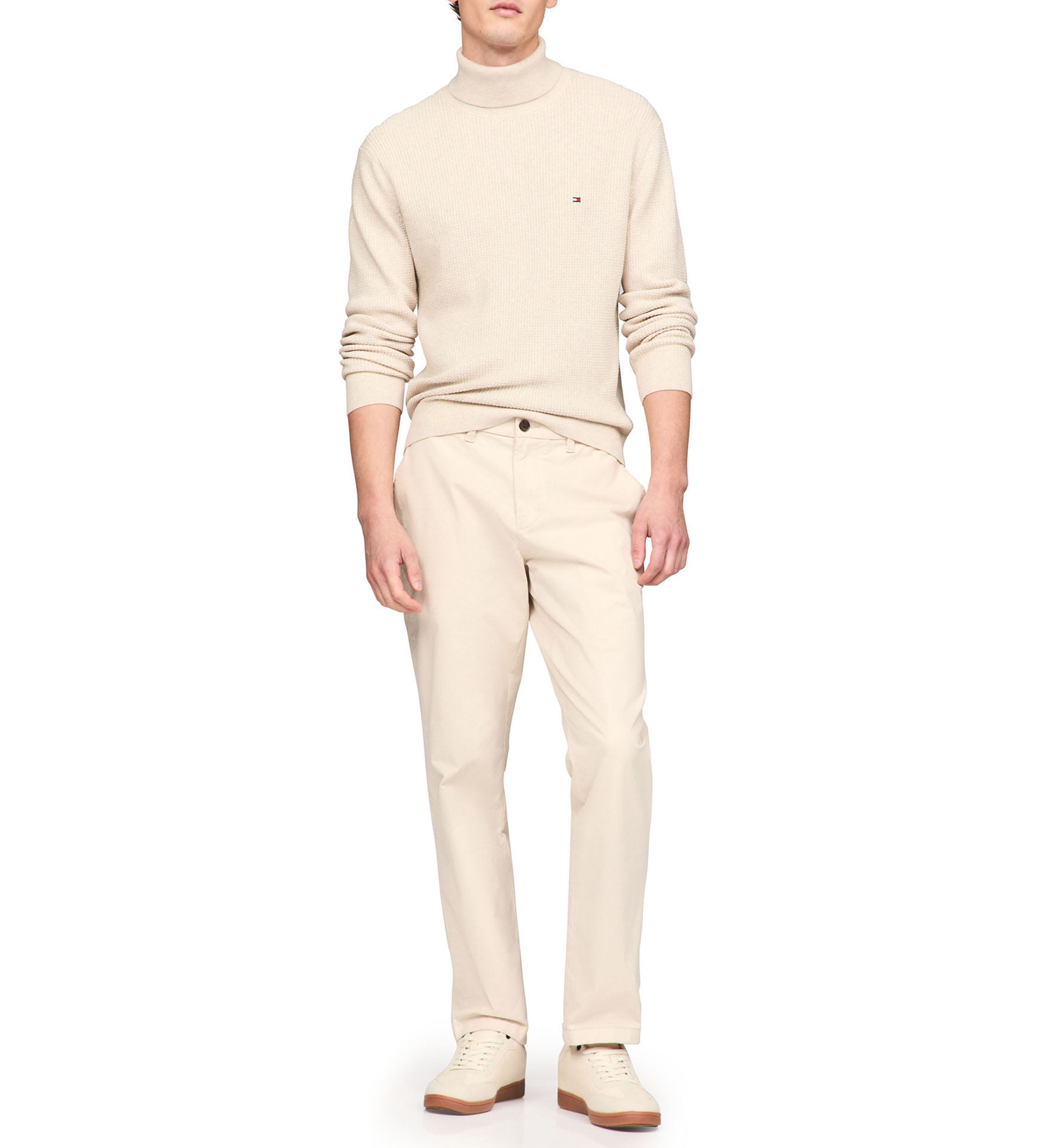 Turtleneck Structure Woven Sweater