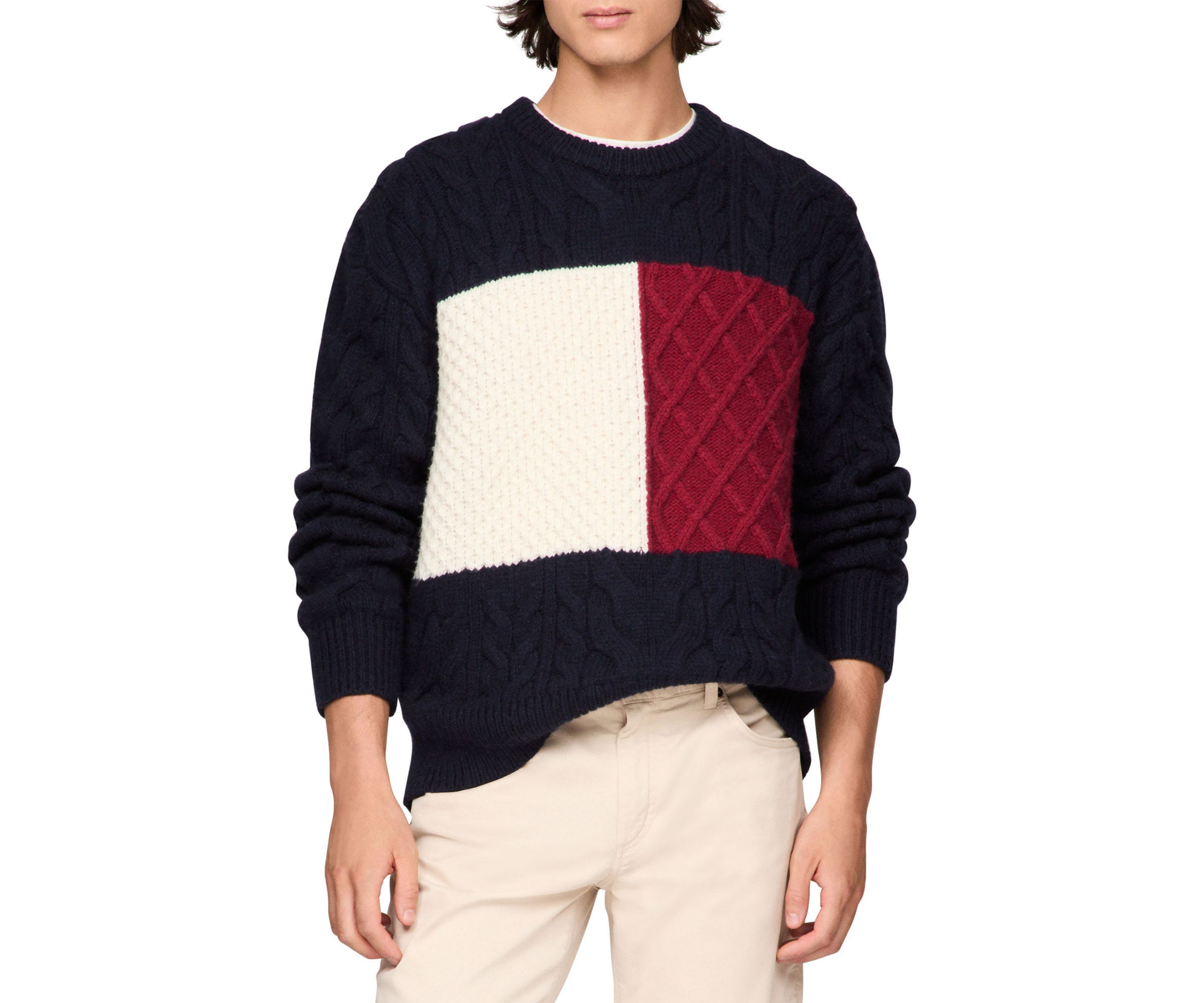 Cable Knit Flag Sleeve Sweater