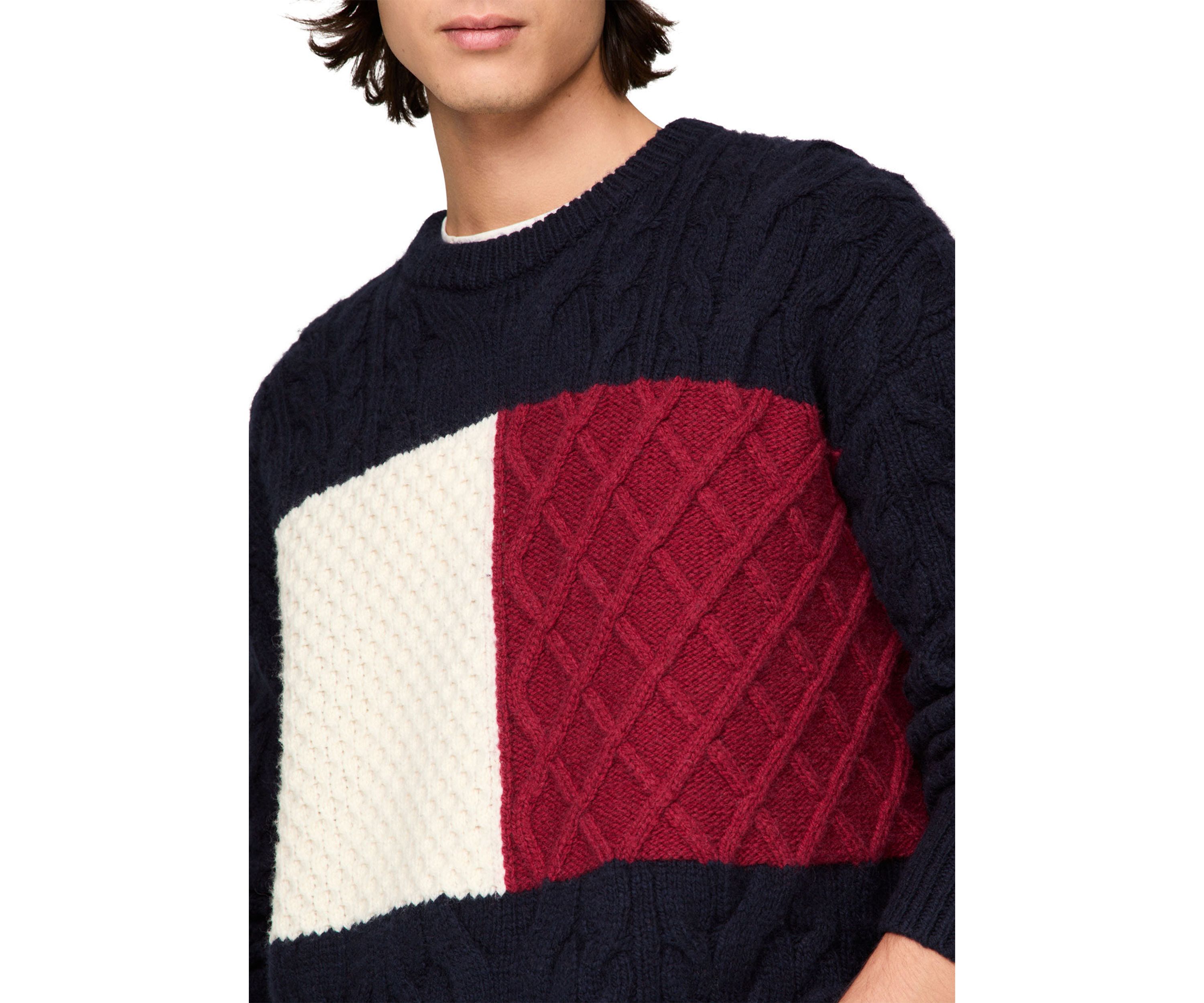 Cable Knit Flag Sleeve Sweater