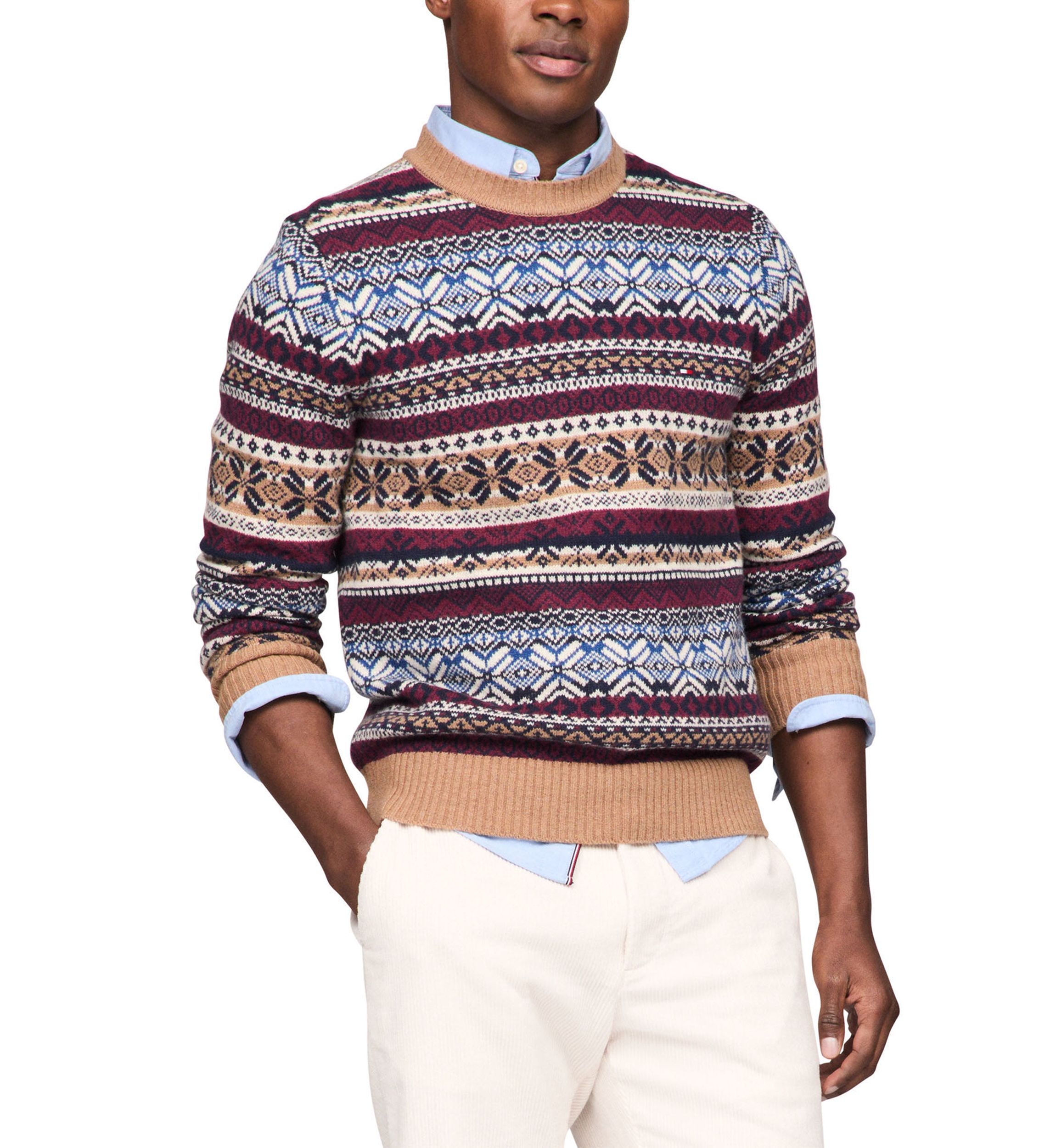 Wool Blend Fair Isle Printed Sweater