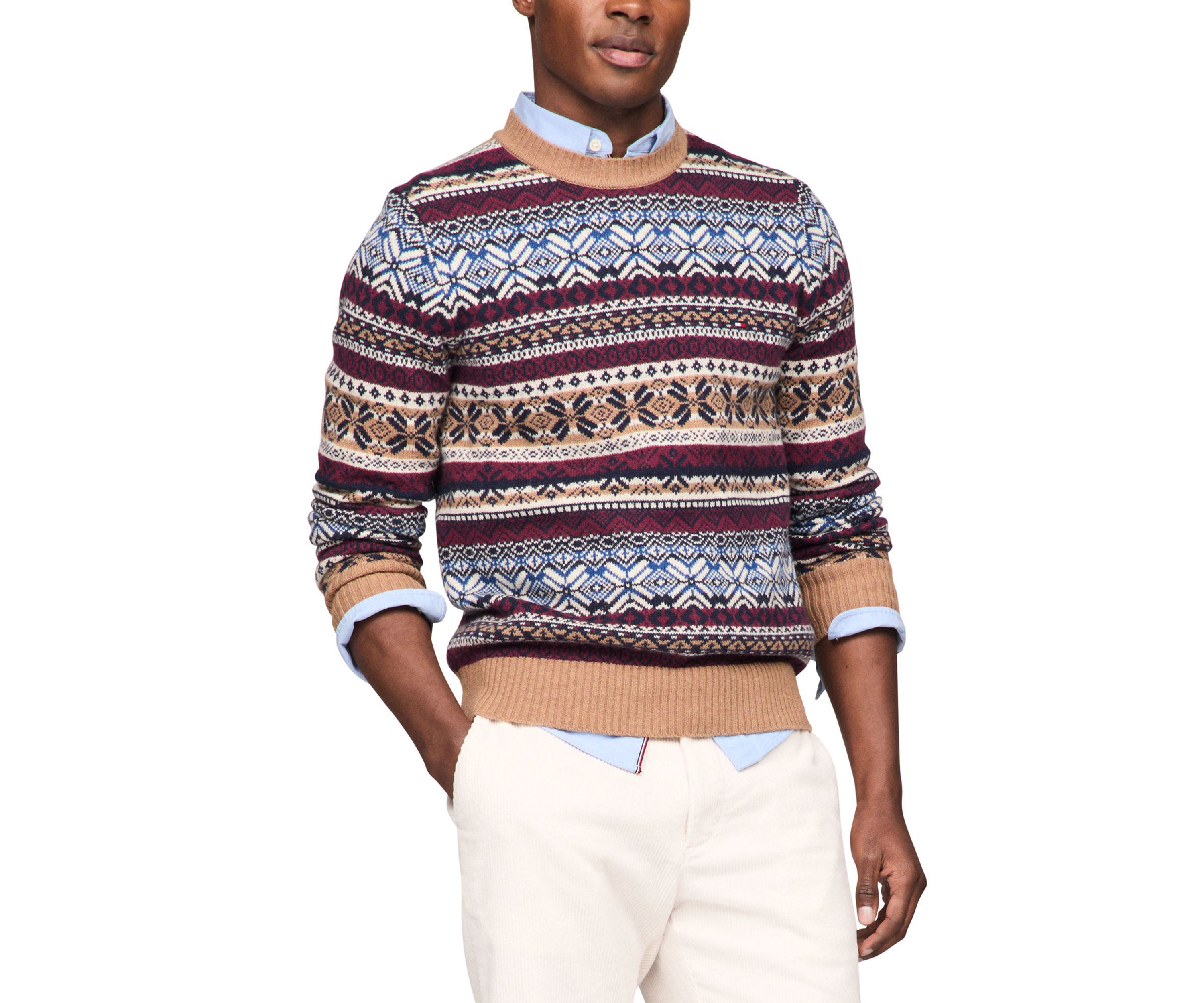 Wool Blend Fair Isle Printed Sweater