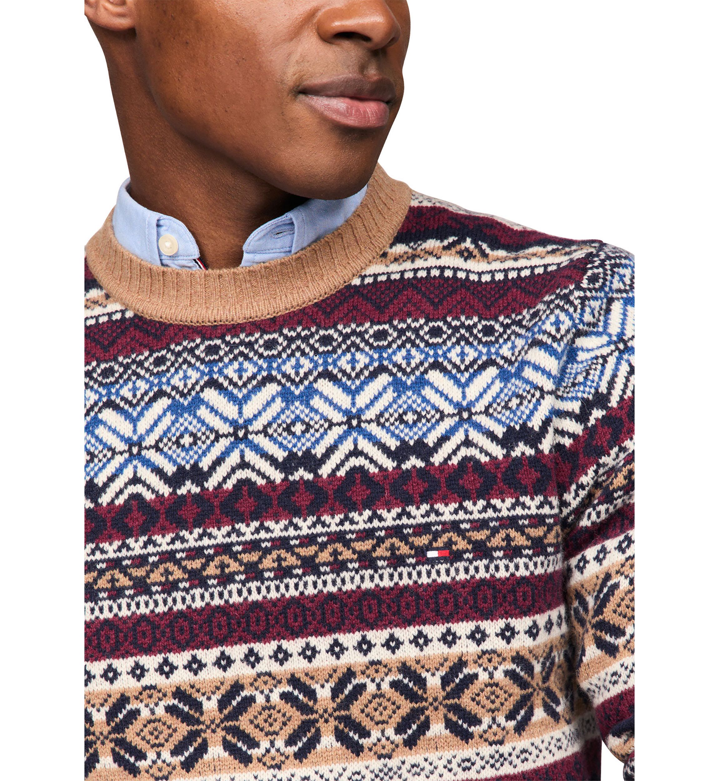 Wool Blend Fair Isle Printed Sweater