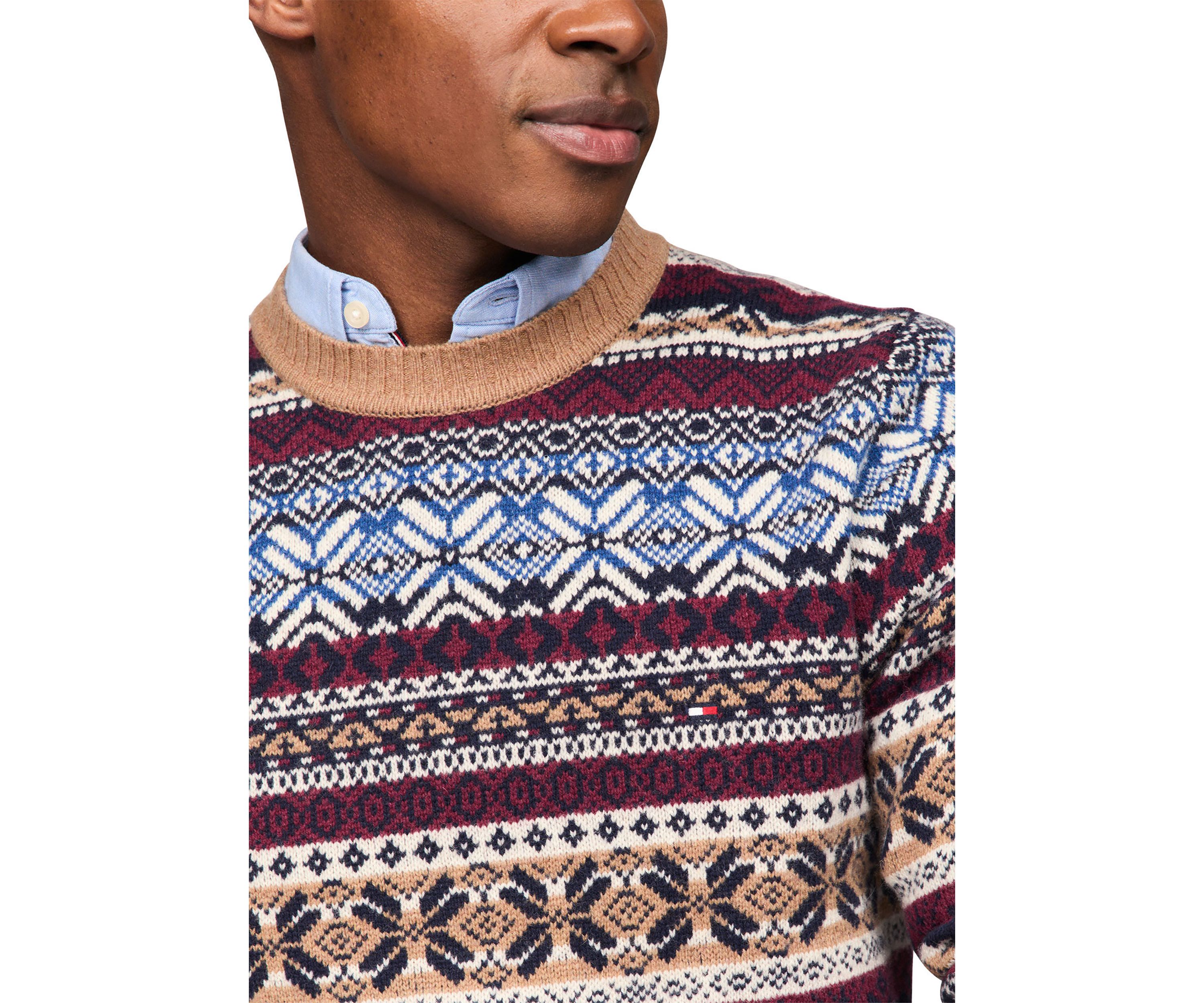 Wool Blend Fair Isle Printed Sweater