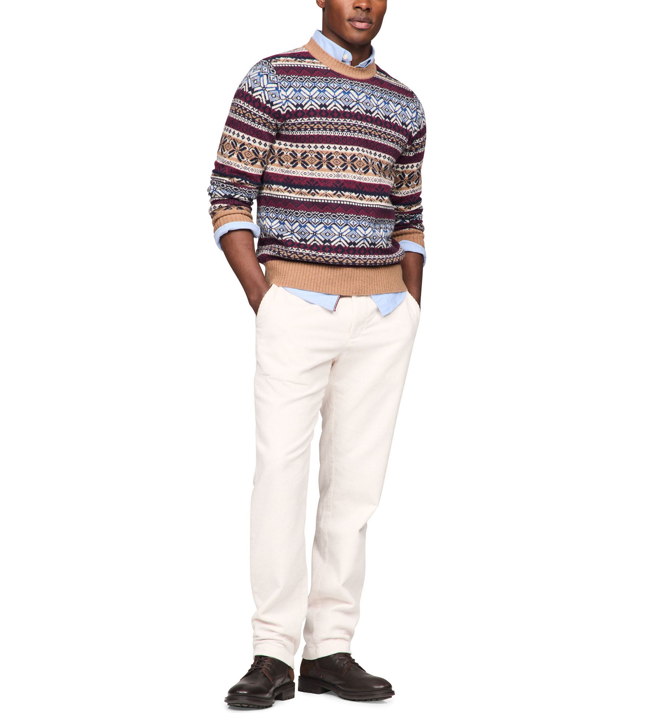 Wool Blend Fair Isle Printed Sweater