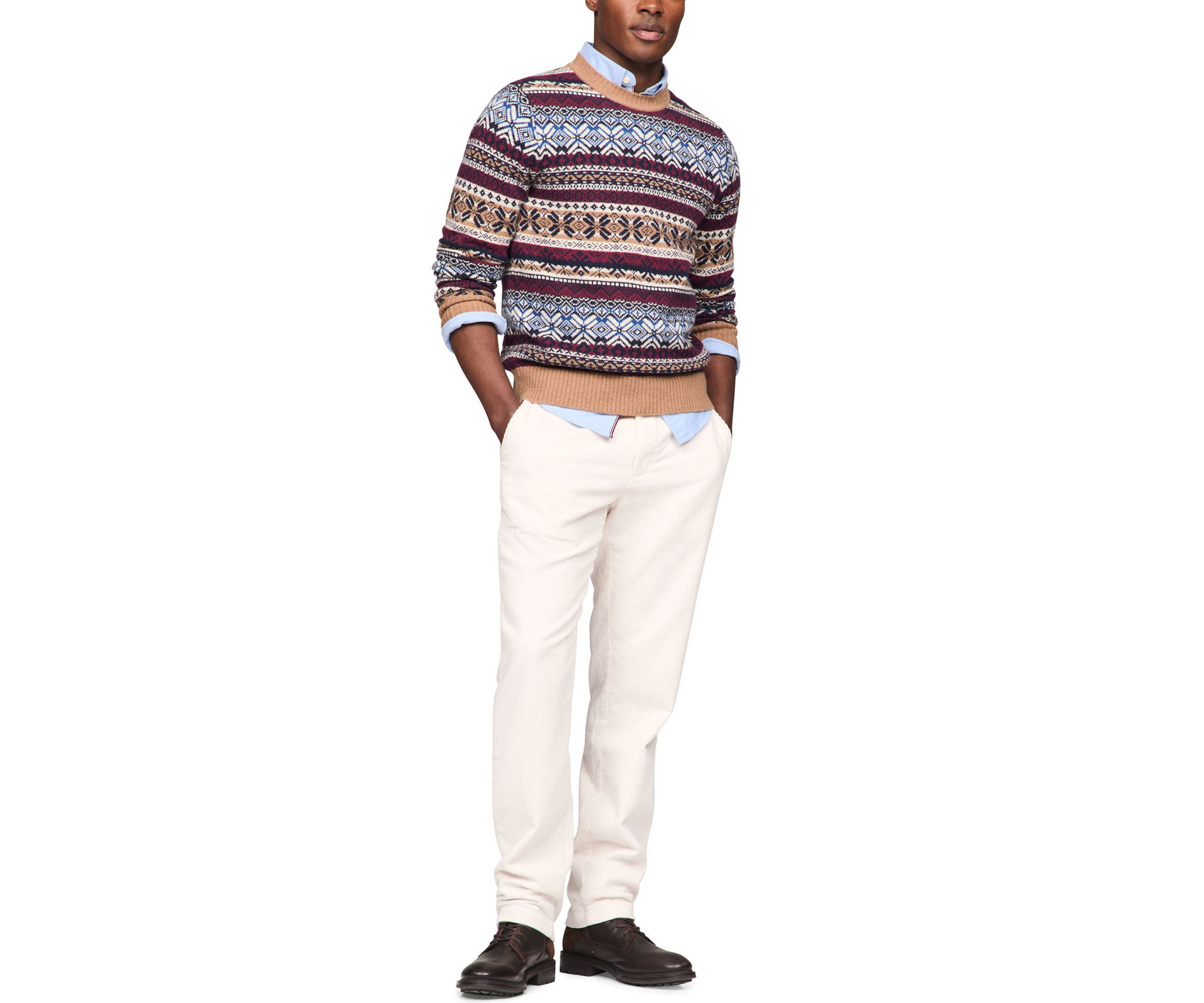 Wool Blend Fair Isle Printed Sweater