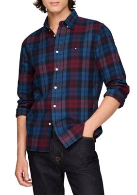 Tommy Hilfiger Men's Brushed Plaid Shirt, Large