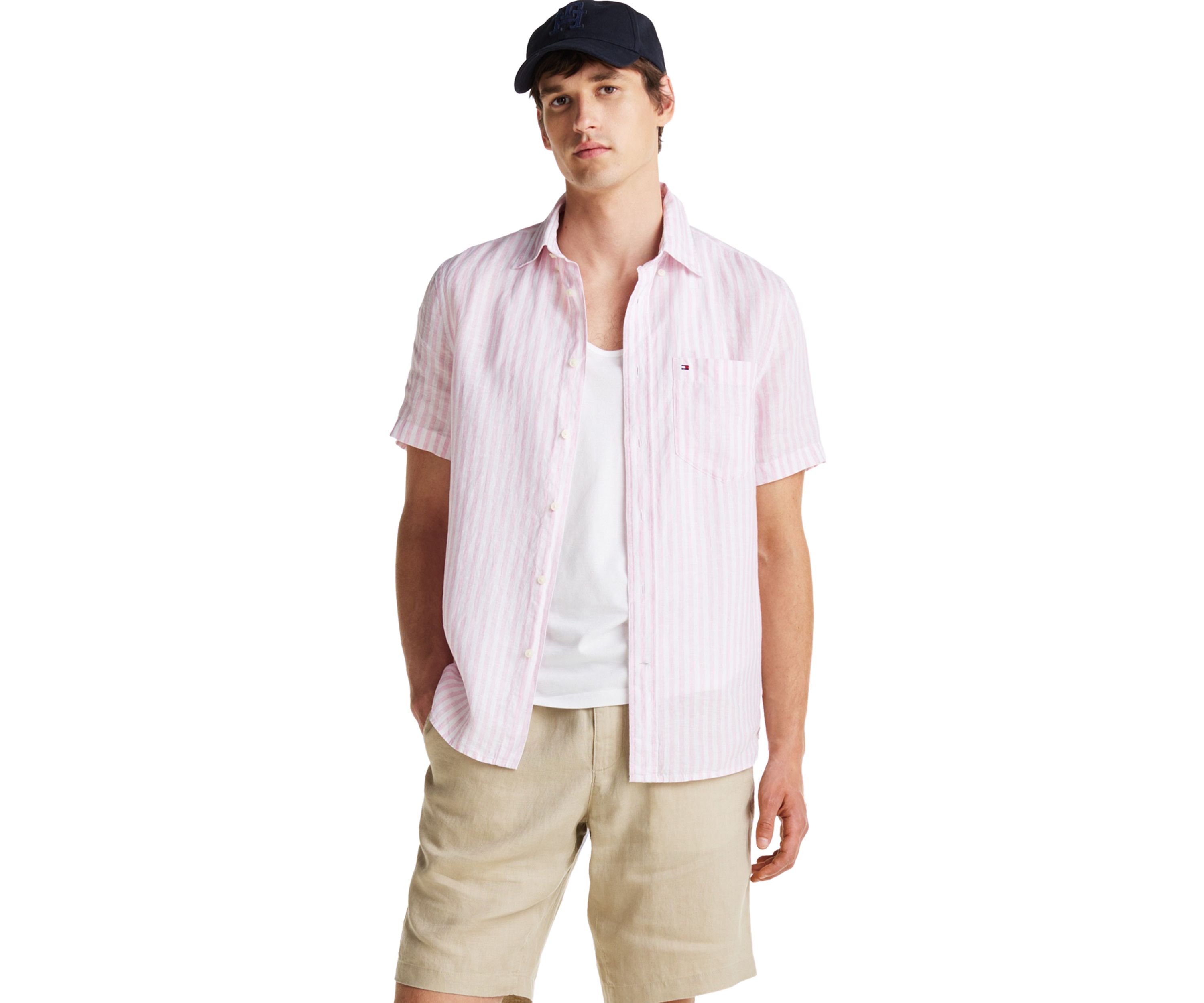 Pigment Dyed Striped Linen Shirt 