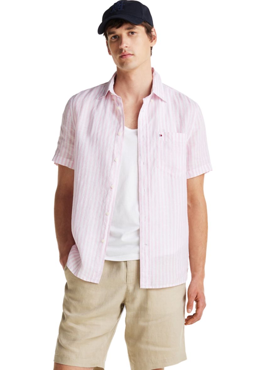 Pigment Dyed Striped Linen Shirt 