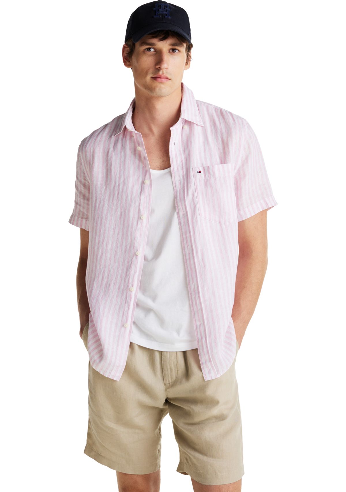 Pigment Dyed Striped Linen Shirt 