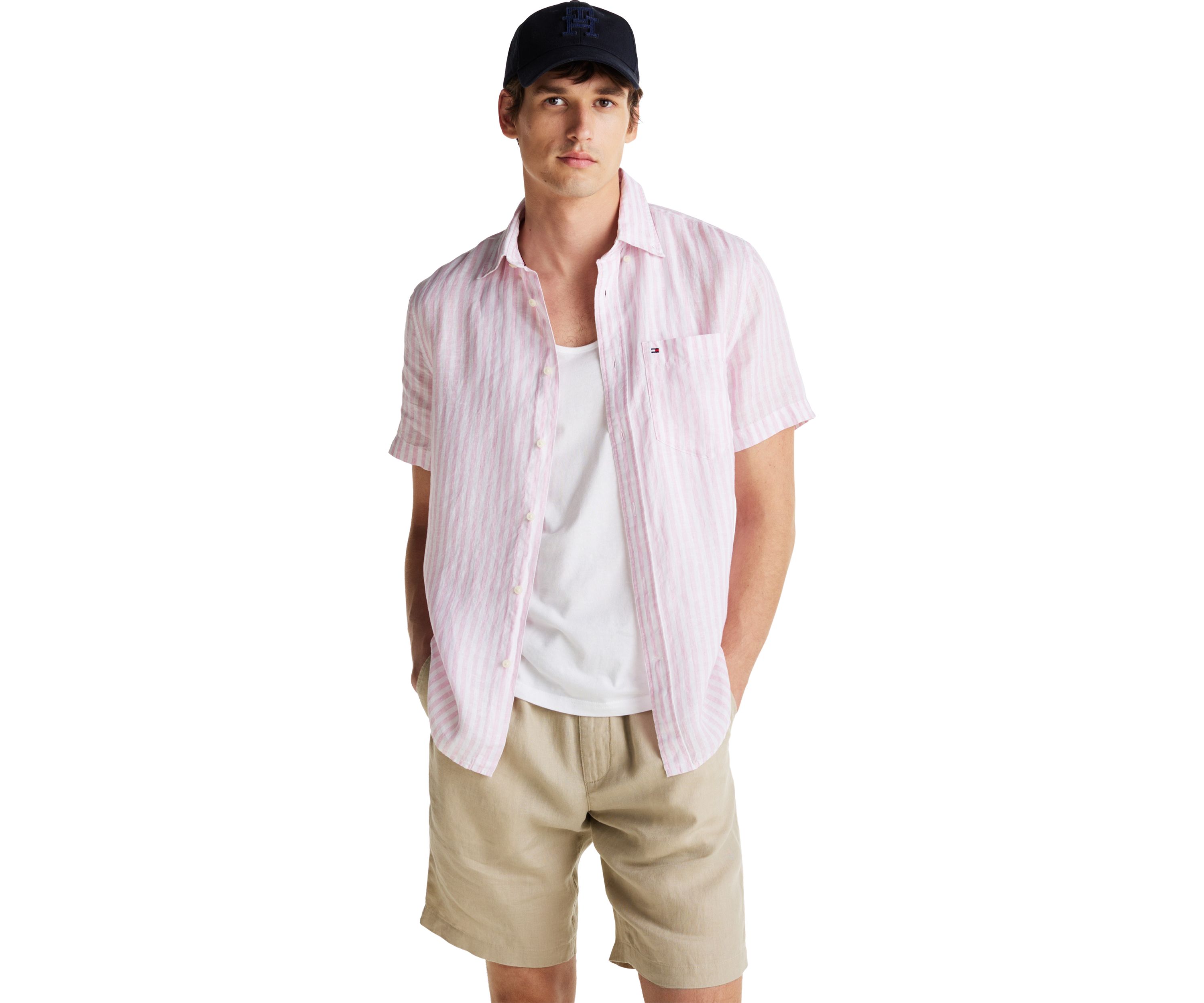 Pigment Dyed Striped Linen Shirt 