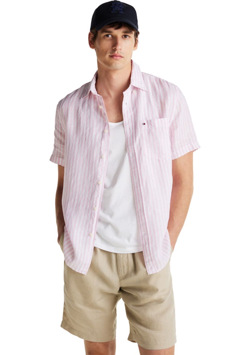 Pigment Dyed Striped Linen Shirt 