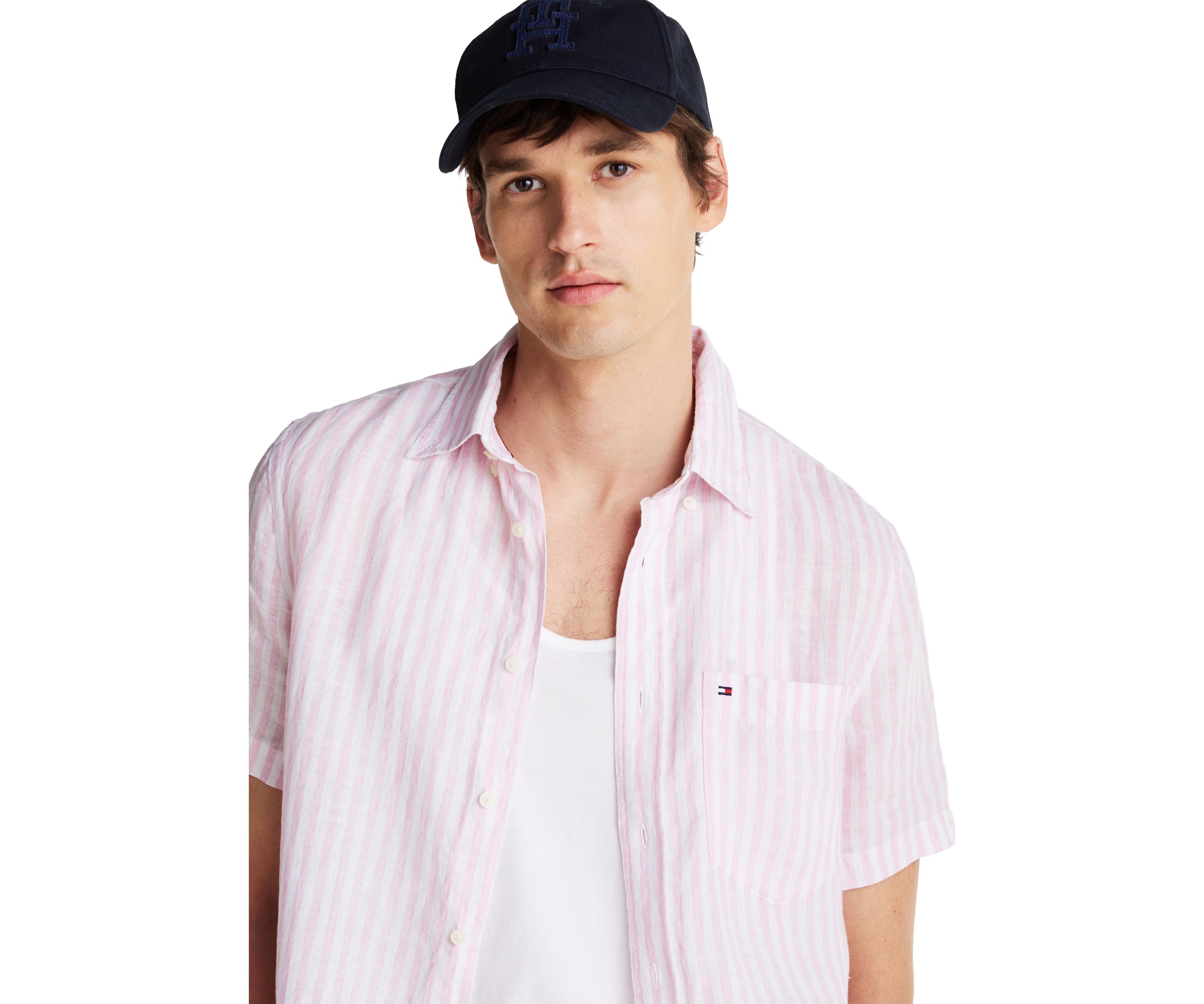 Pigment Dyed Striped Linen Shirt 