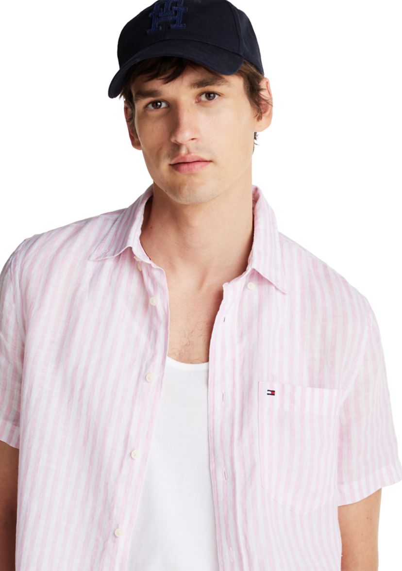 Pigment Dyed Striped Linen Shirt 
