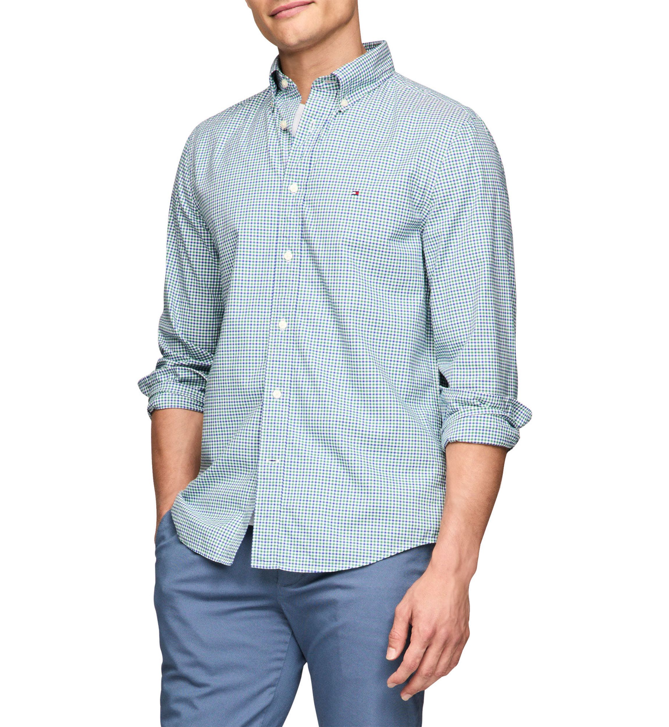 Flex Regular Fit Gingham Poplin Shirt