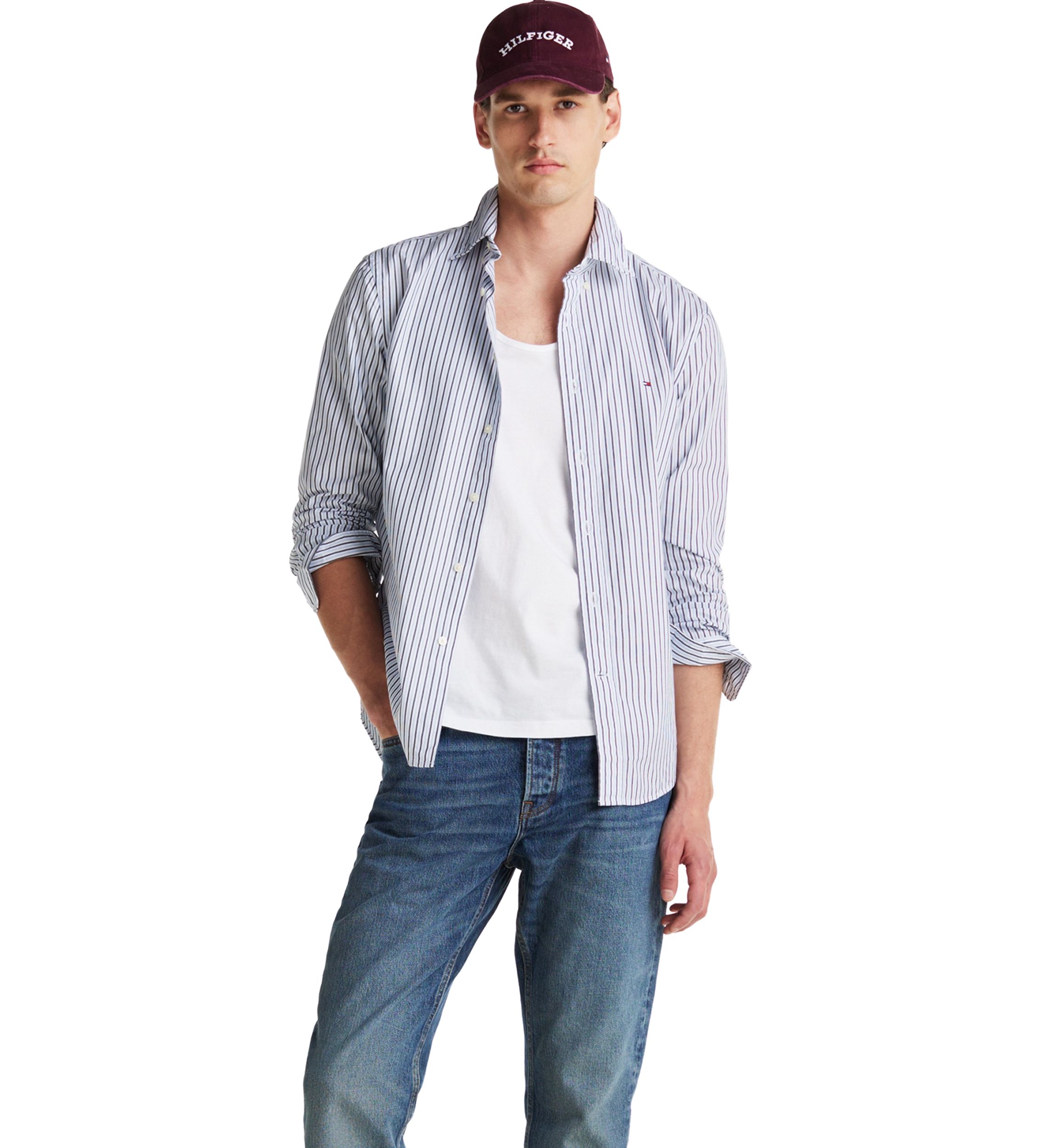 Flex Poplin Classic Striped Button Up Shirt