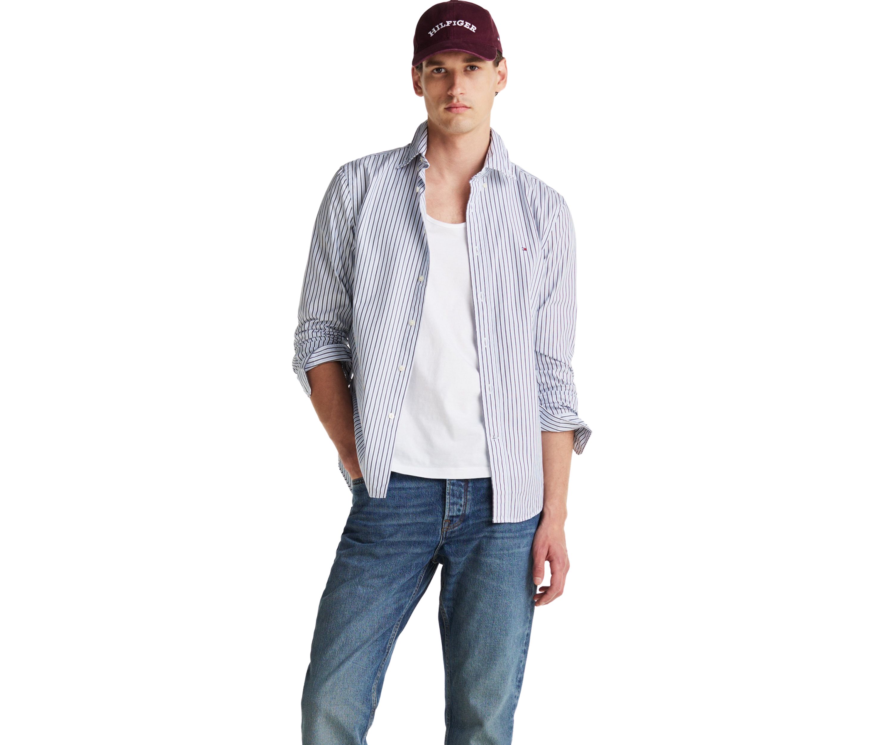 Flex Poplin Classic Striped Button Up Shirt