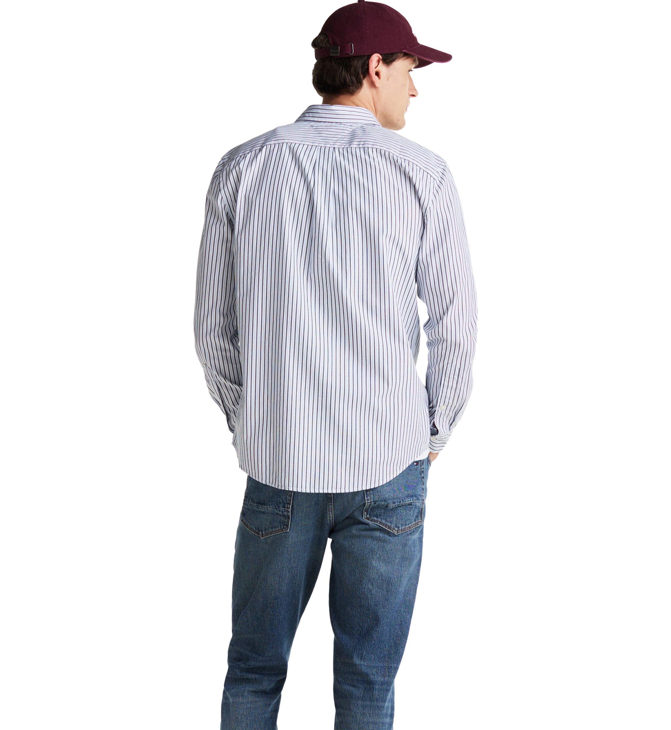 Flex Poplin Classic Striped Button Up Shirt