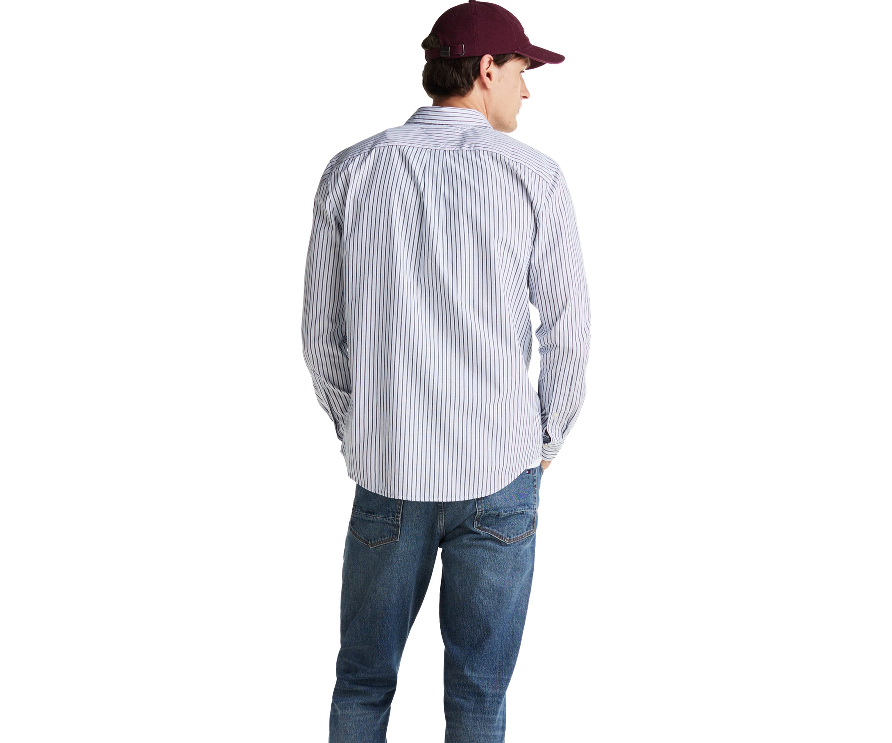 Flex Poplin Classic Striped Button Up Shirt