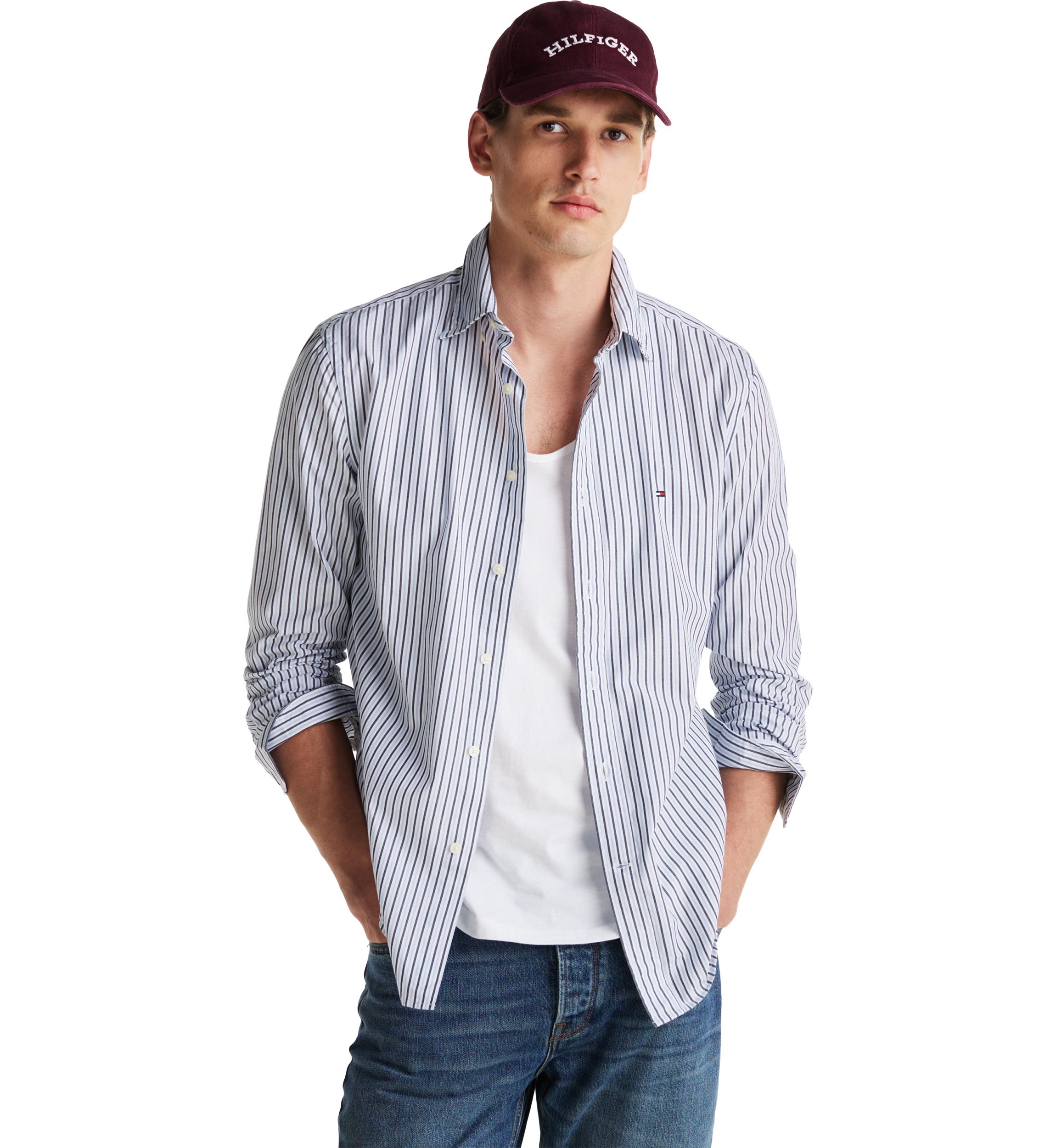 Flex Poplin Classic Striped Button Up Shirt