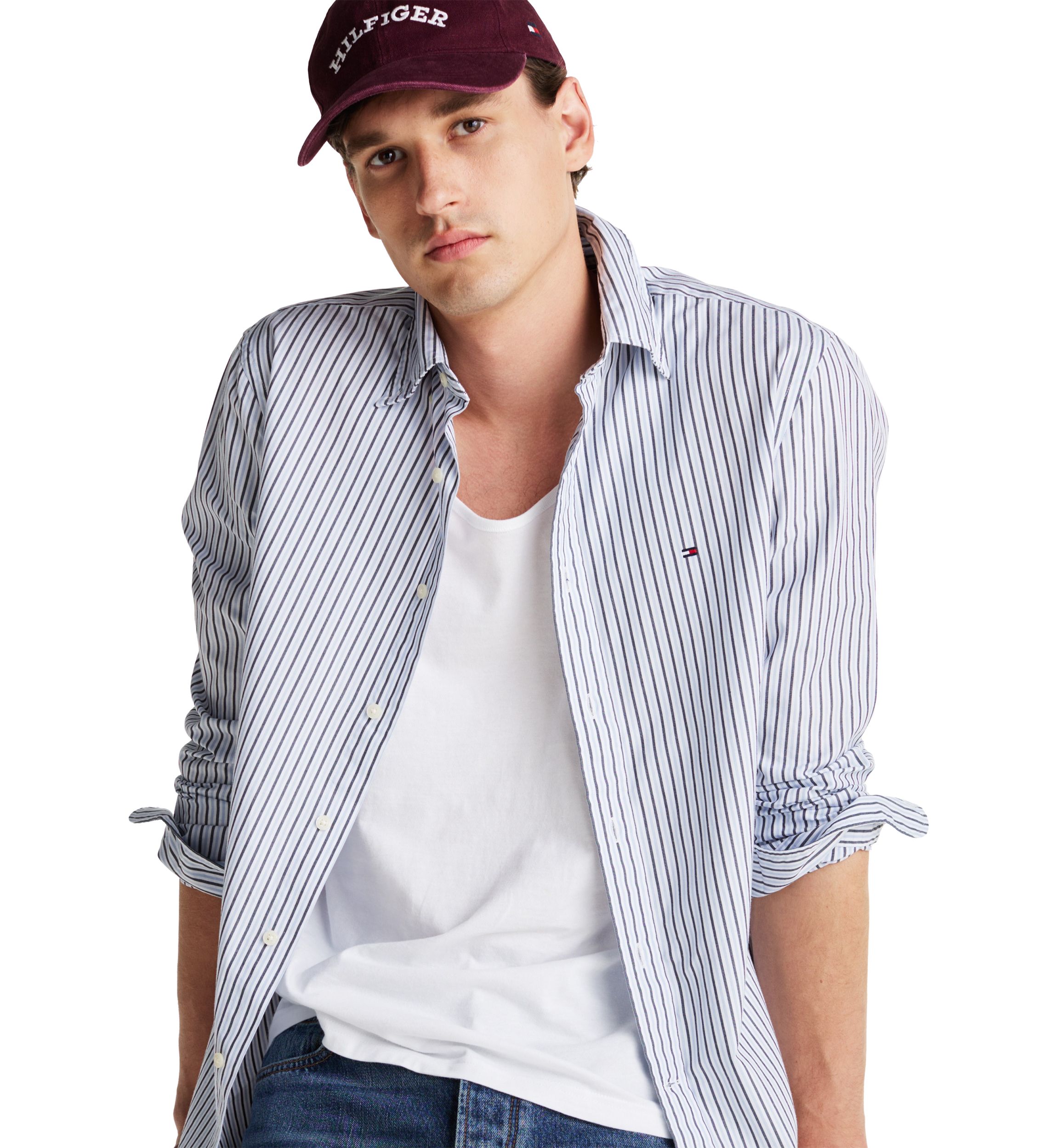 Flex Poplin Classic Striped Button Up Shirt