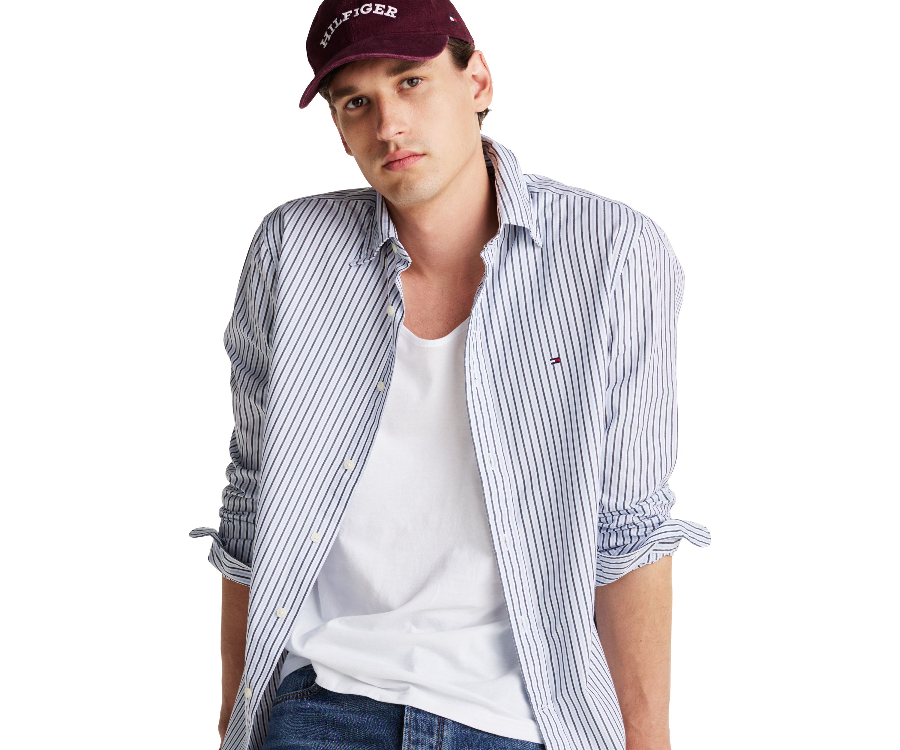 Flex Poplin Classic Striped Button Up Shirt