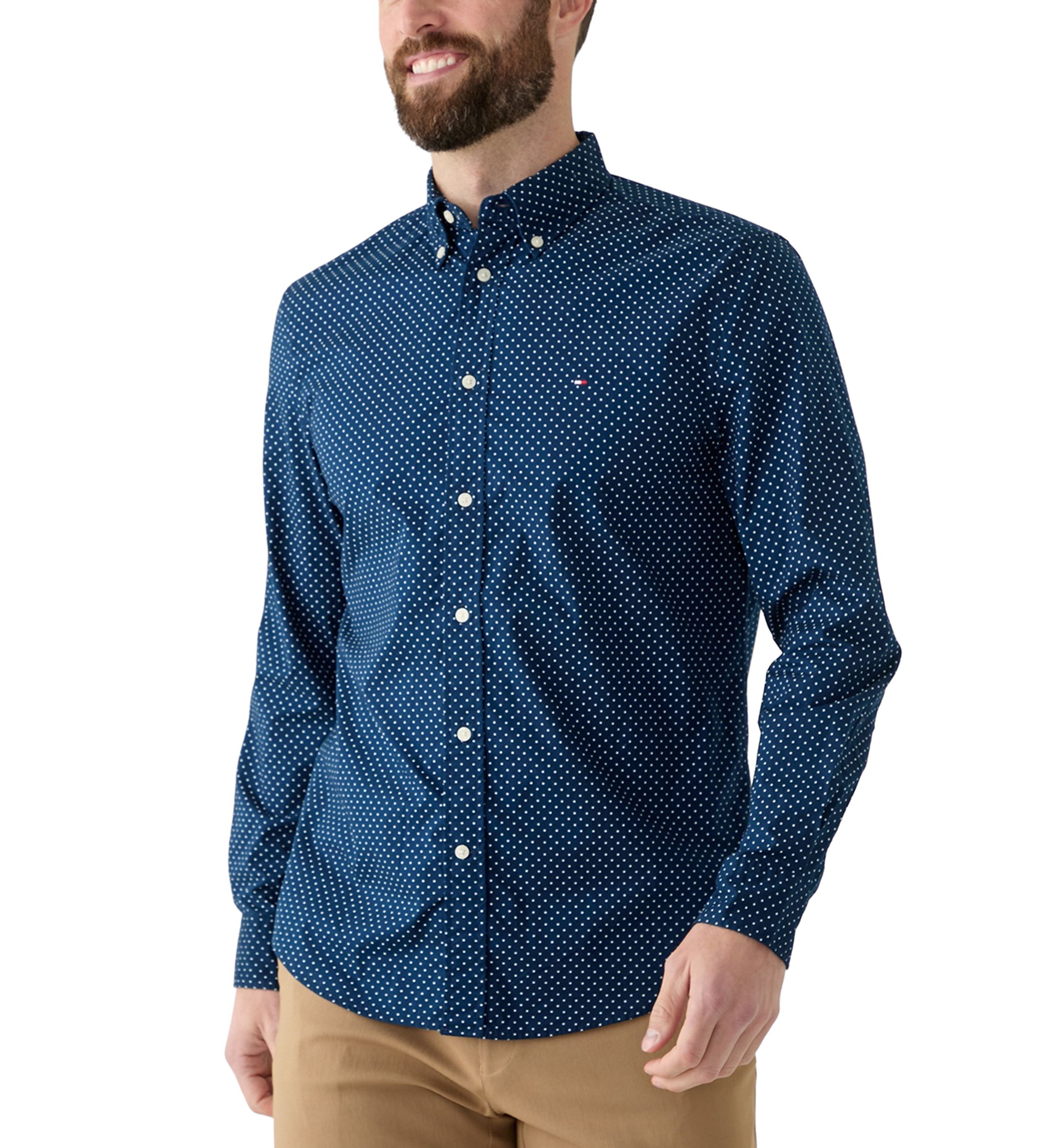 Flex Poplin Polka Dot Button Down Shirt