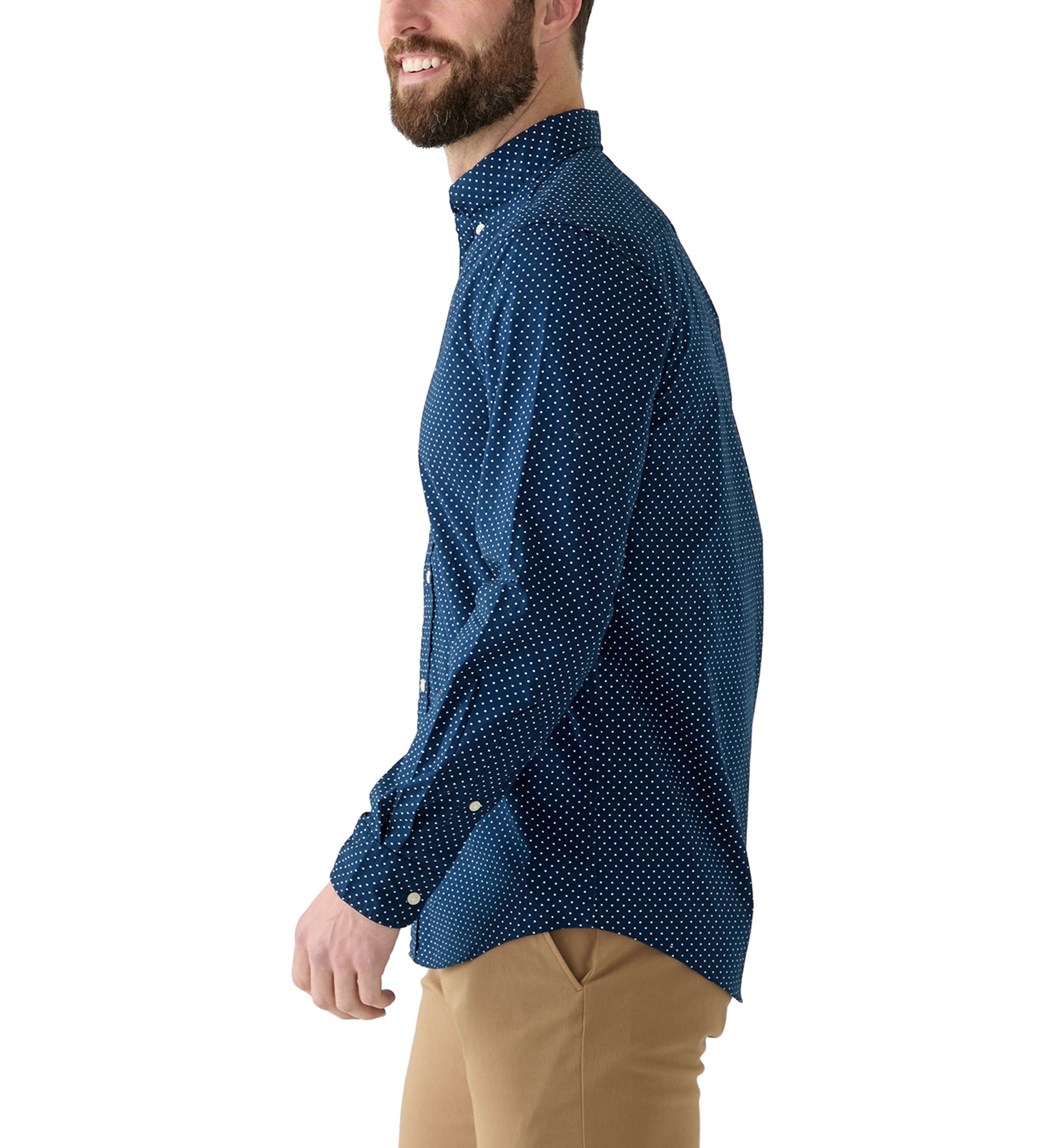 Flex Poplin Polka Dot Button Down Shirt