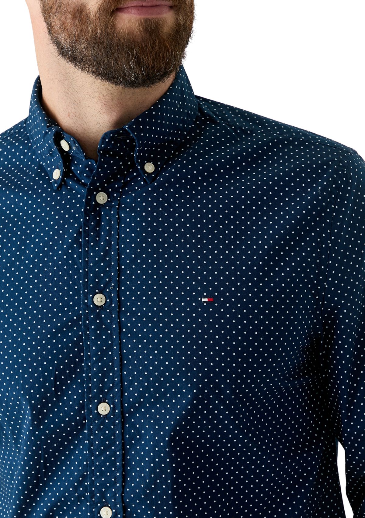 Flex Poplin Polka Dot Button Down Shirt