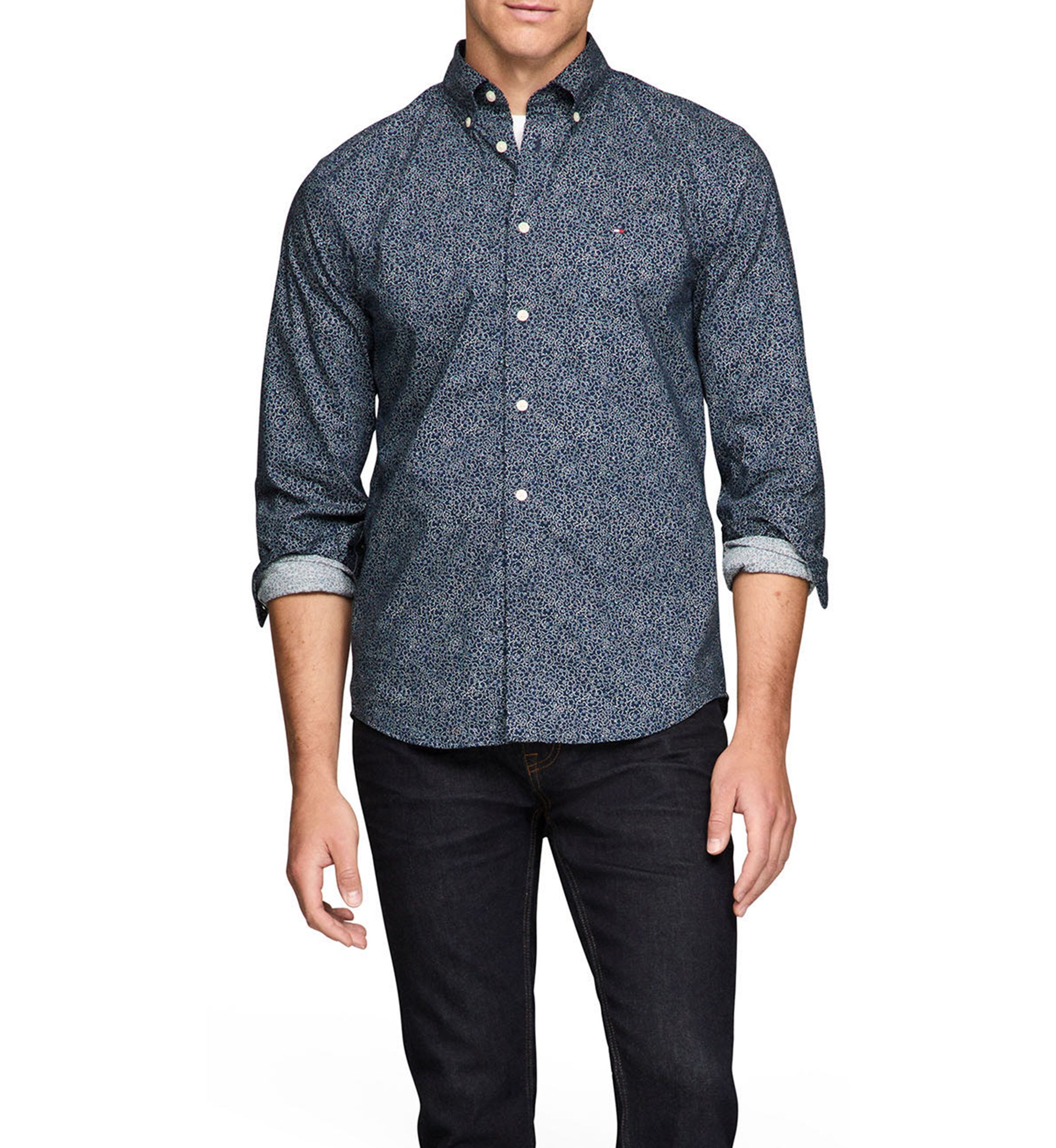 Flex Poplin Linen Floral Button Down Shirt 