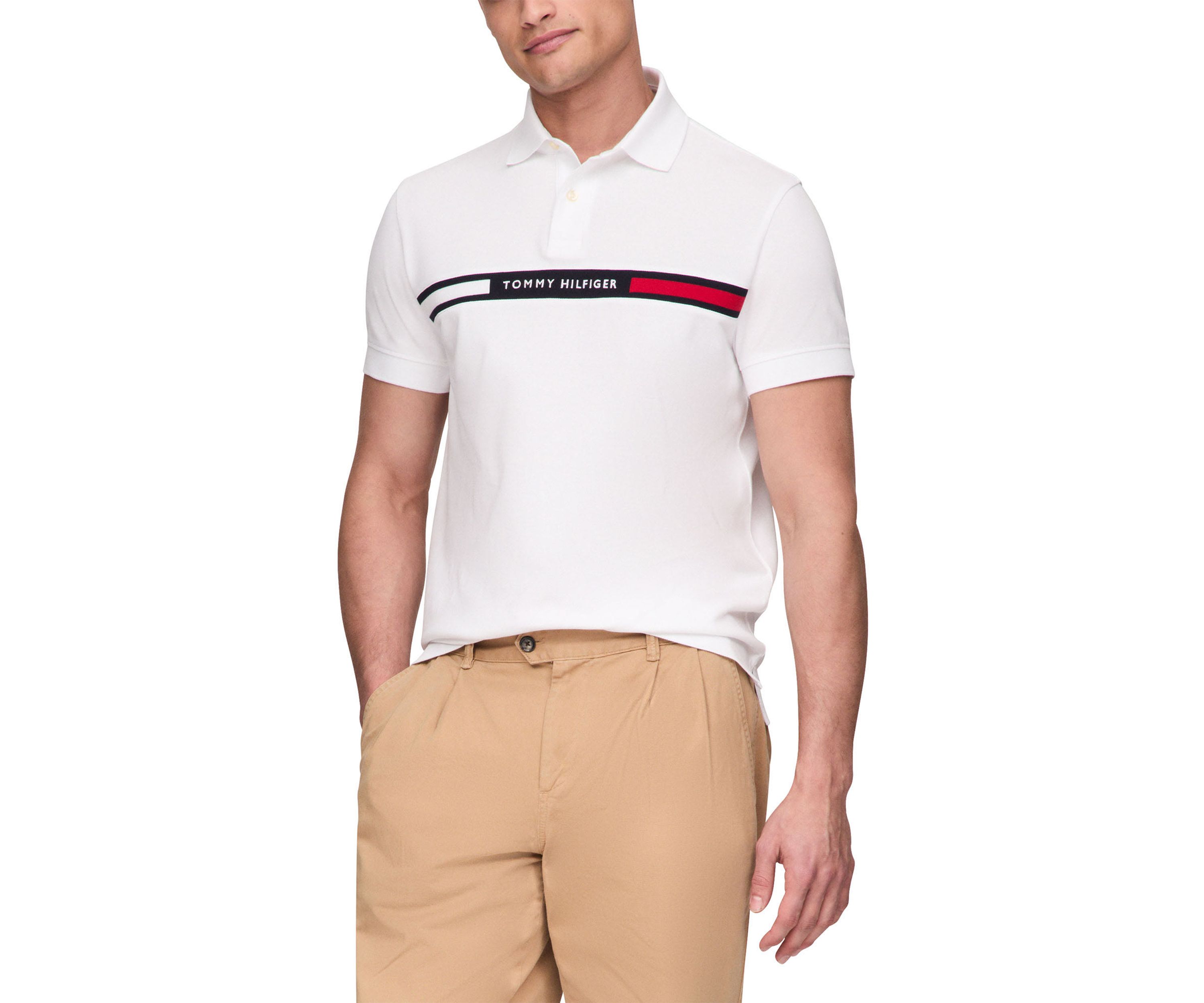 Short Sleeve Chest Insert Flag Polo Shirt 