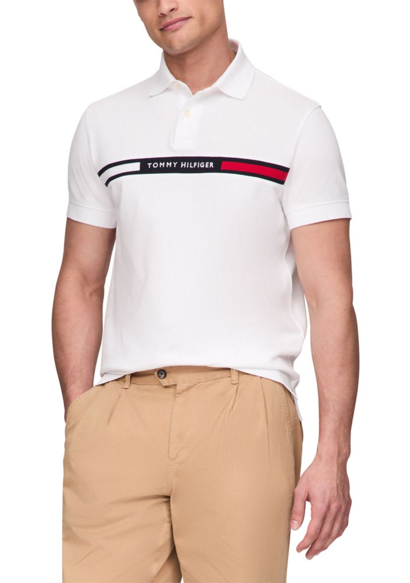 Short Sleeve Chest Insert Flag Polo Shirt 