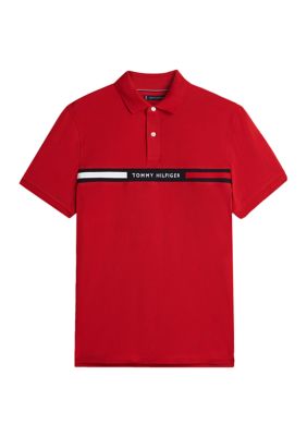 Tommy Hilfiger Men's Short Sleeve Chest Insert Flag Polo Shirt, Red, 2XL