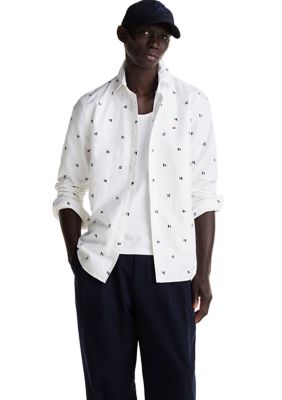 Tommy Hilfiger Men's Oxford Embroidered Printed Shirt, XL